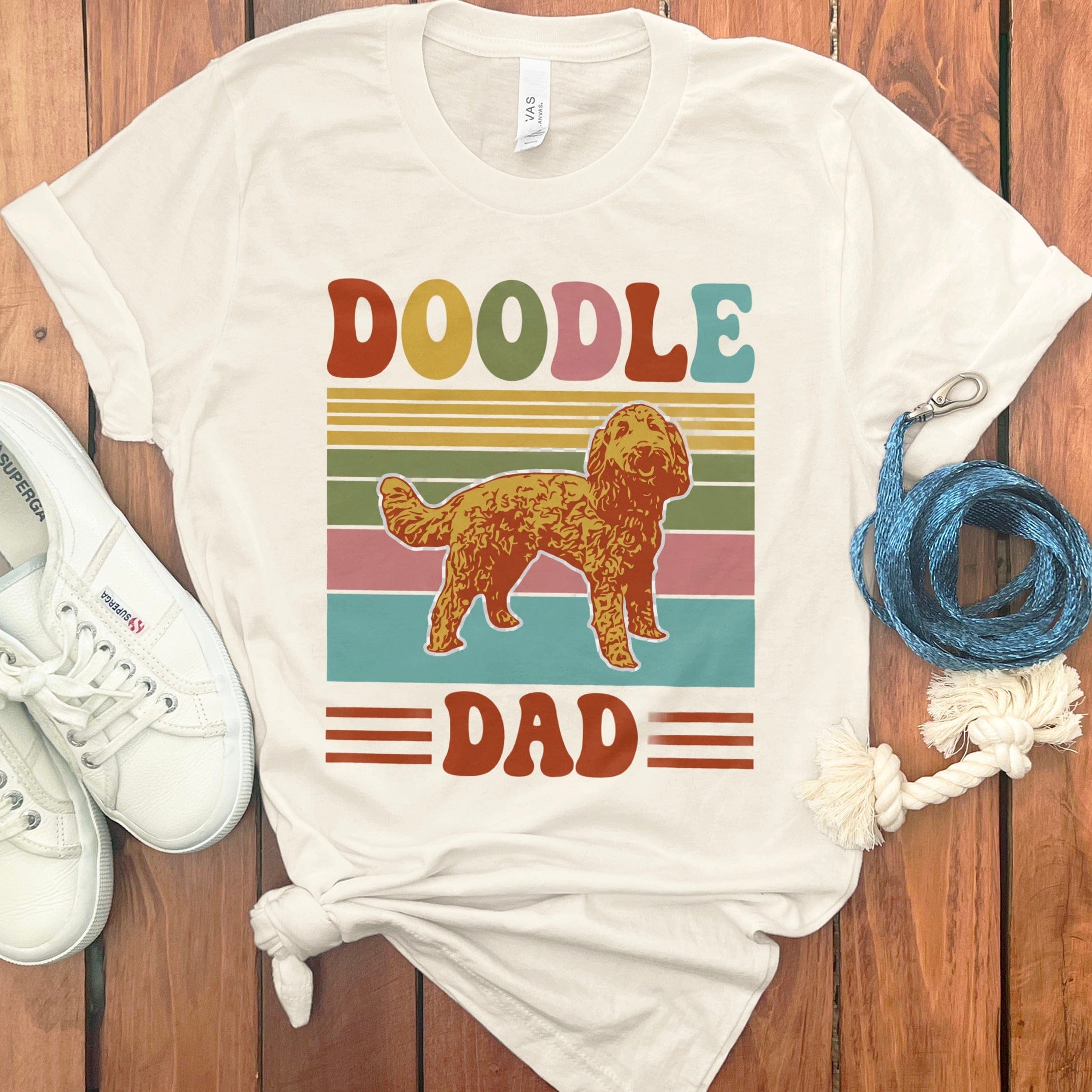 Retro Colored Doodle Dad T-Shirt in Natural / S by Puppy Jo