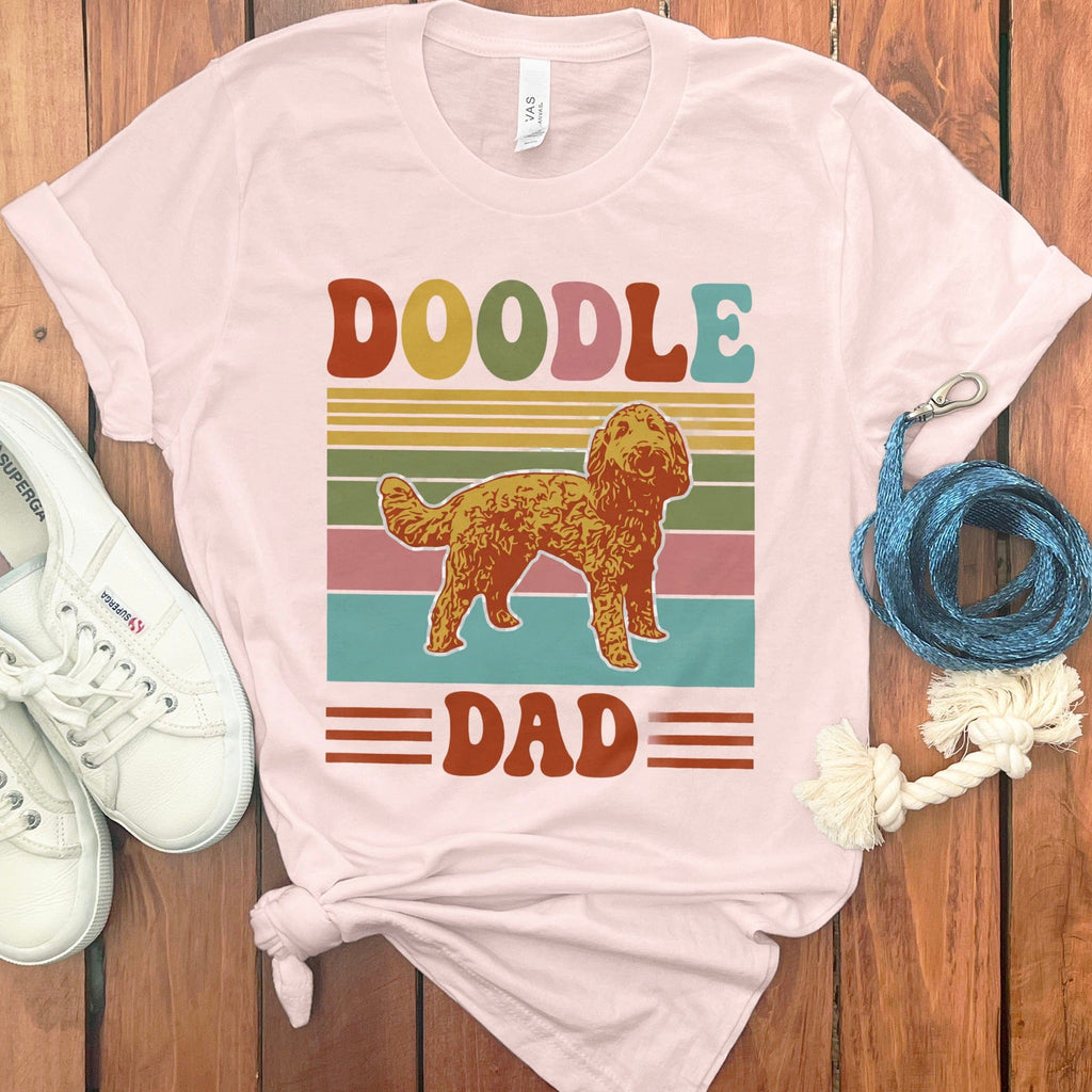 Retro Colored Doodle Dad T-Shirt in Soft Pink / S by Puppy Jo
