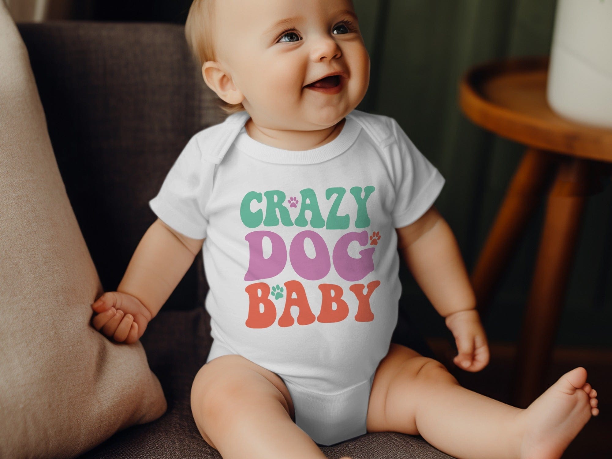 Retro Crazy Dog Baby Bodysuit in by Puppy Jo