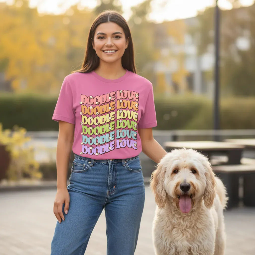 Retro Daisy Doodle Love Signature T-Shirt in by Puppy Jo