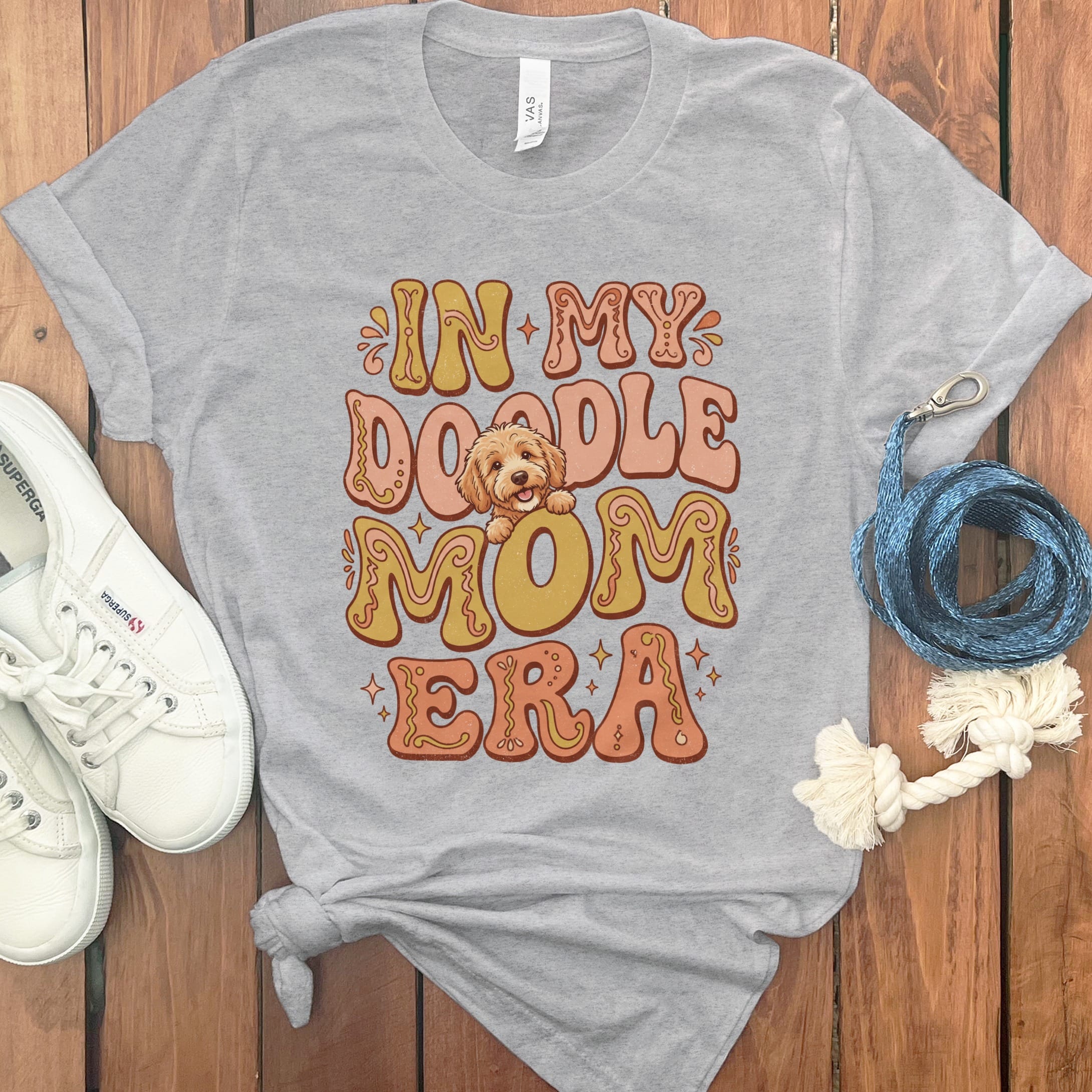 Retro Doodle Era T-Shirt in Athletic Heather / S by Puppy Jo