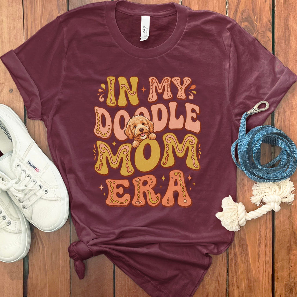 Retro Doodle Era T-Shirt in Maroon / S by Puppy Jo