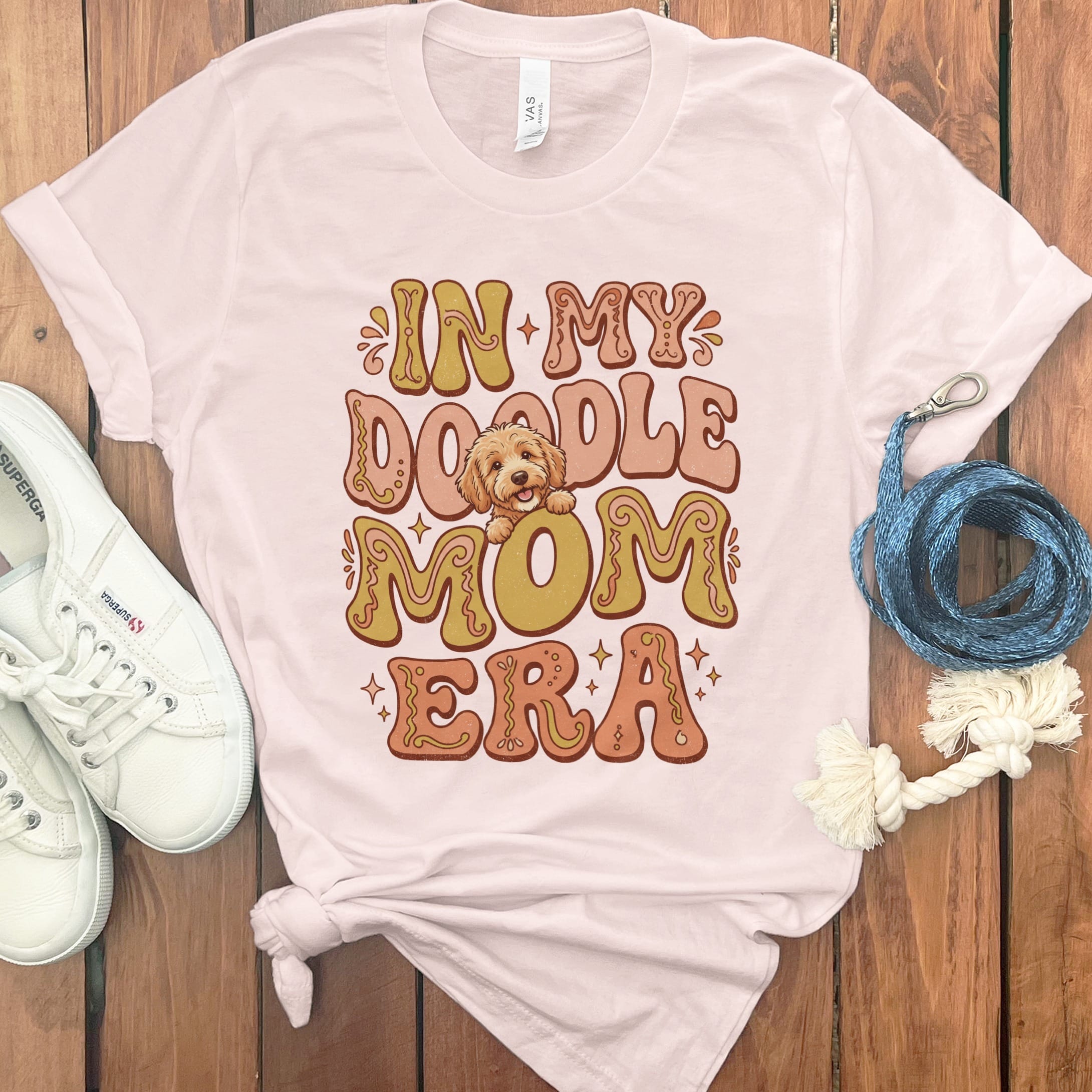 Retro Doodle Era T-Shirt in Soft Pink / S by Puppy Jo