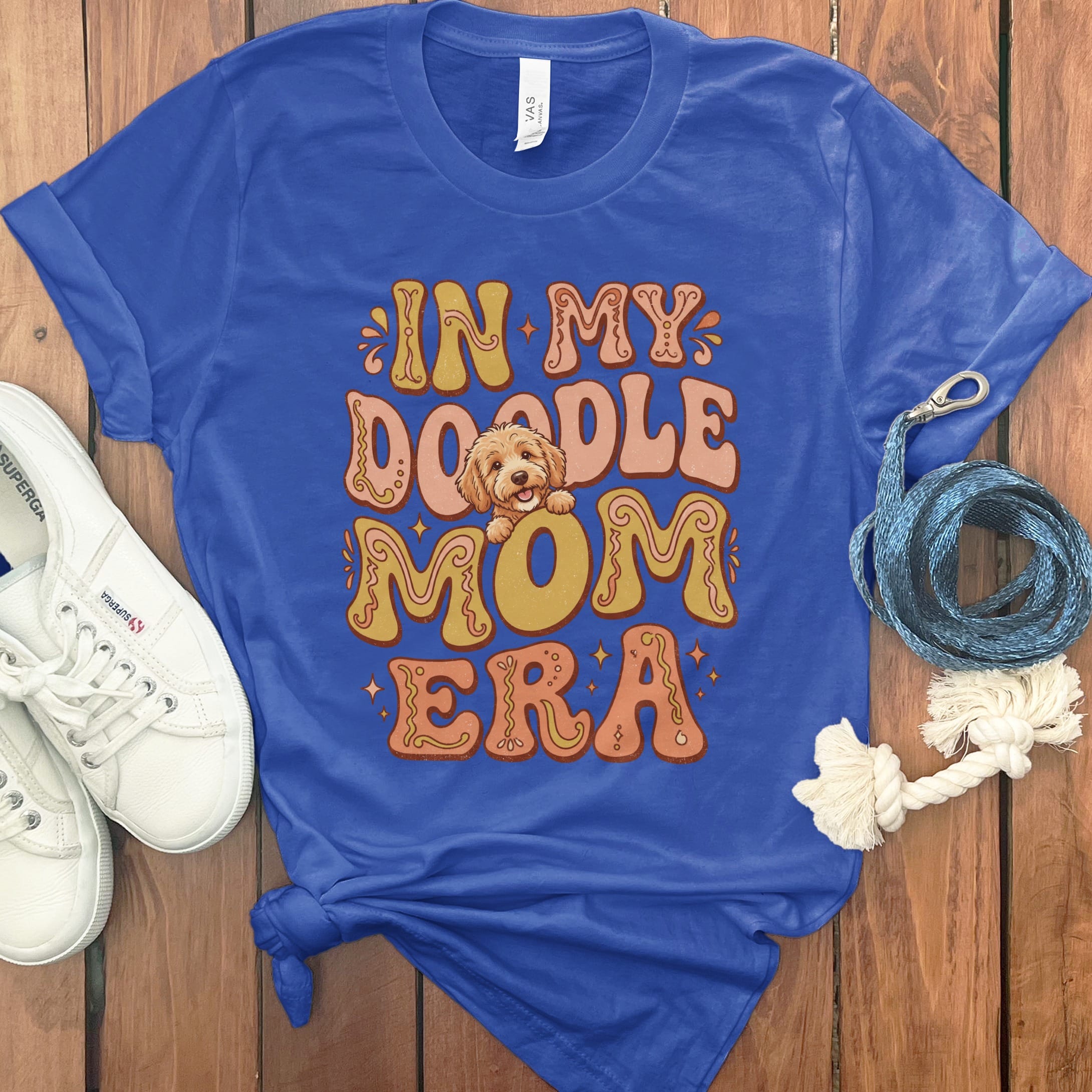 Retro Doodle Era T-Shirt in True Royal / S by Puppy Jo