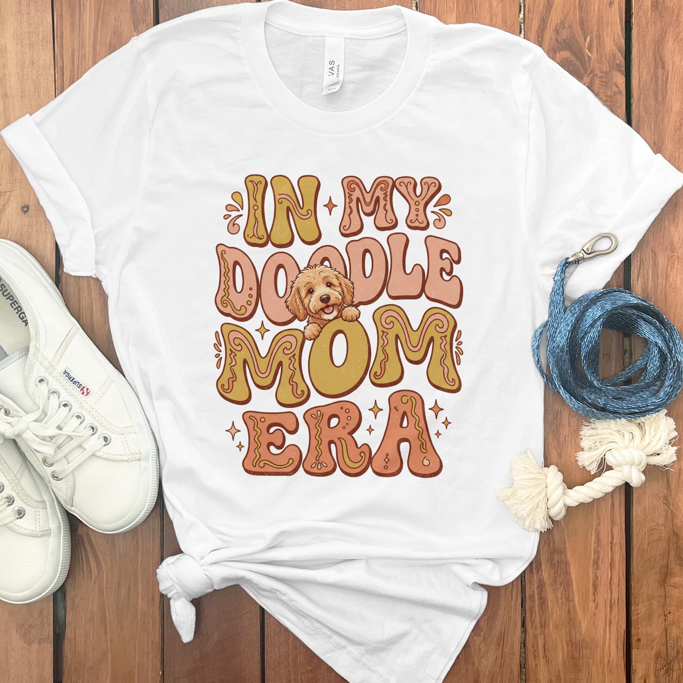 Retro Doodle Era T-Shirt in White / S by Puppy Jo