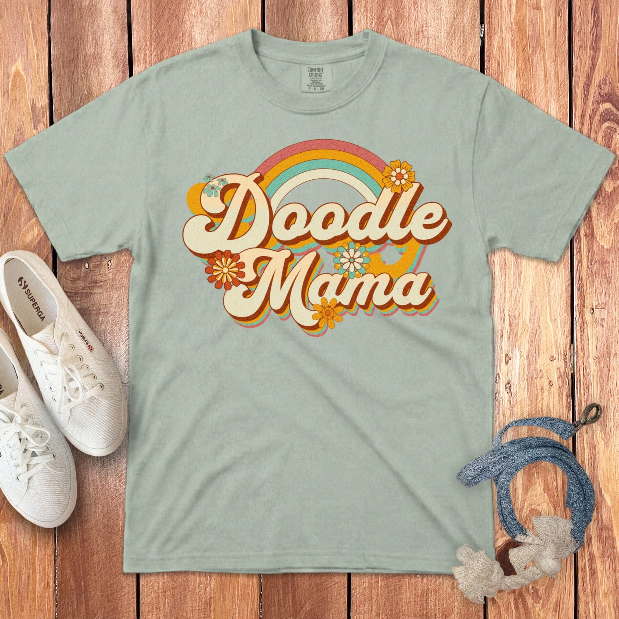 Retro Doodle Mama Signature T-Shirt in Bay / S by Puppy Jo