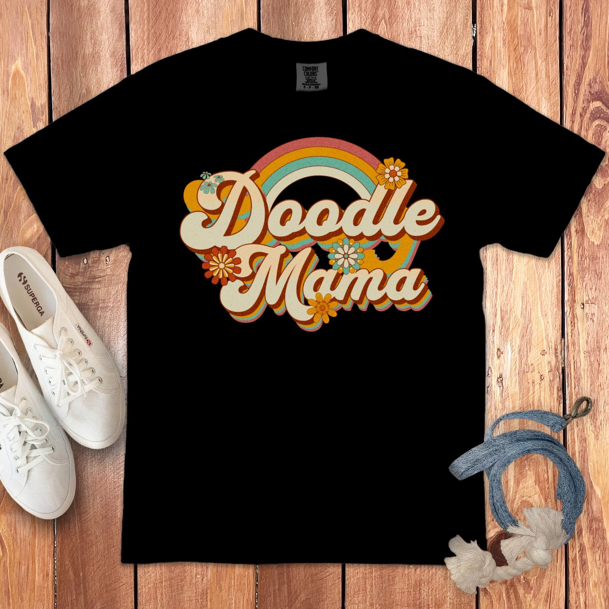 Retro Doodle Mama Signature T-Shirt in Black / S by Puppy Jo