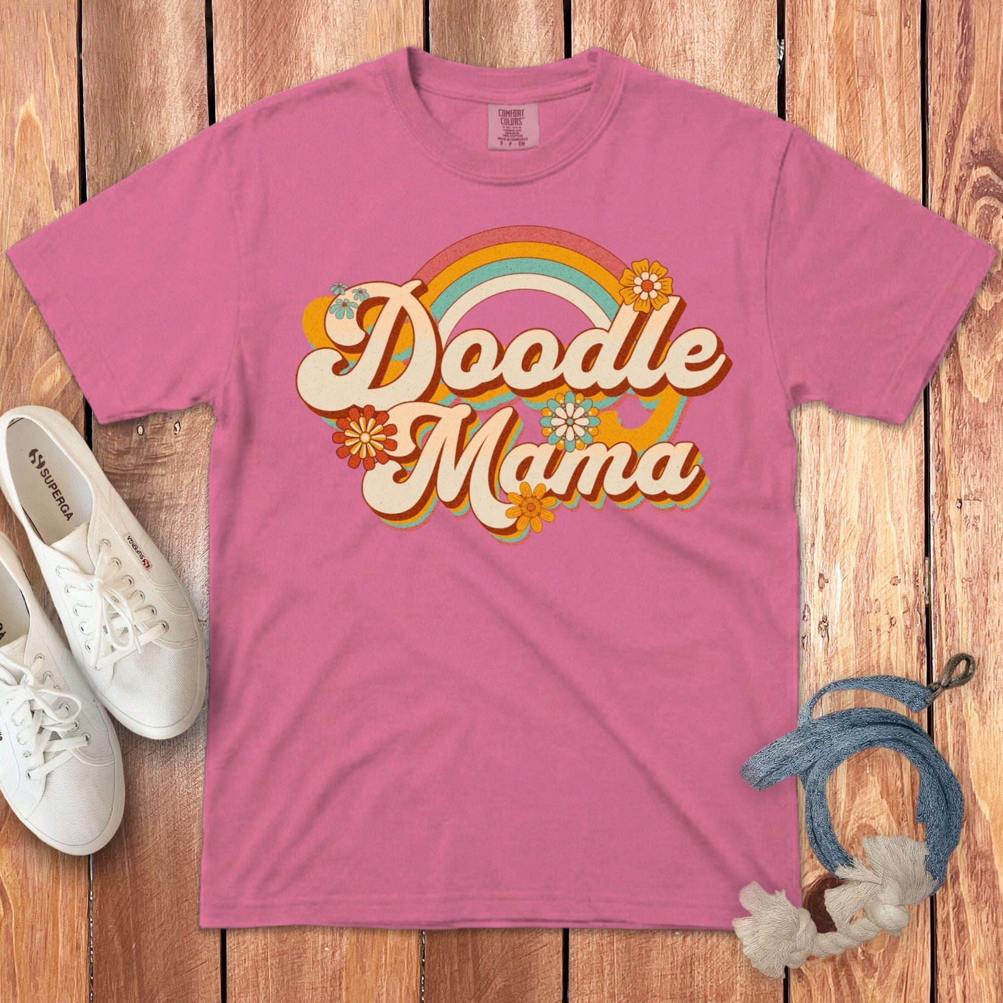 Retro Doodle Mama Signature T-Shirt in Crunchberry / S by Puppy Jo
