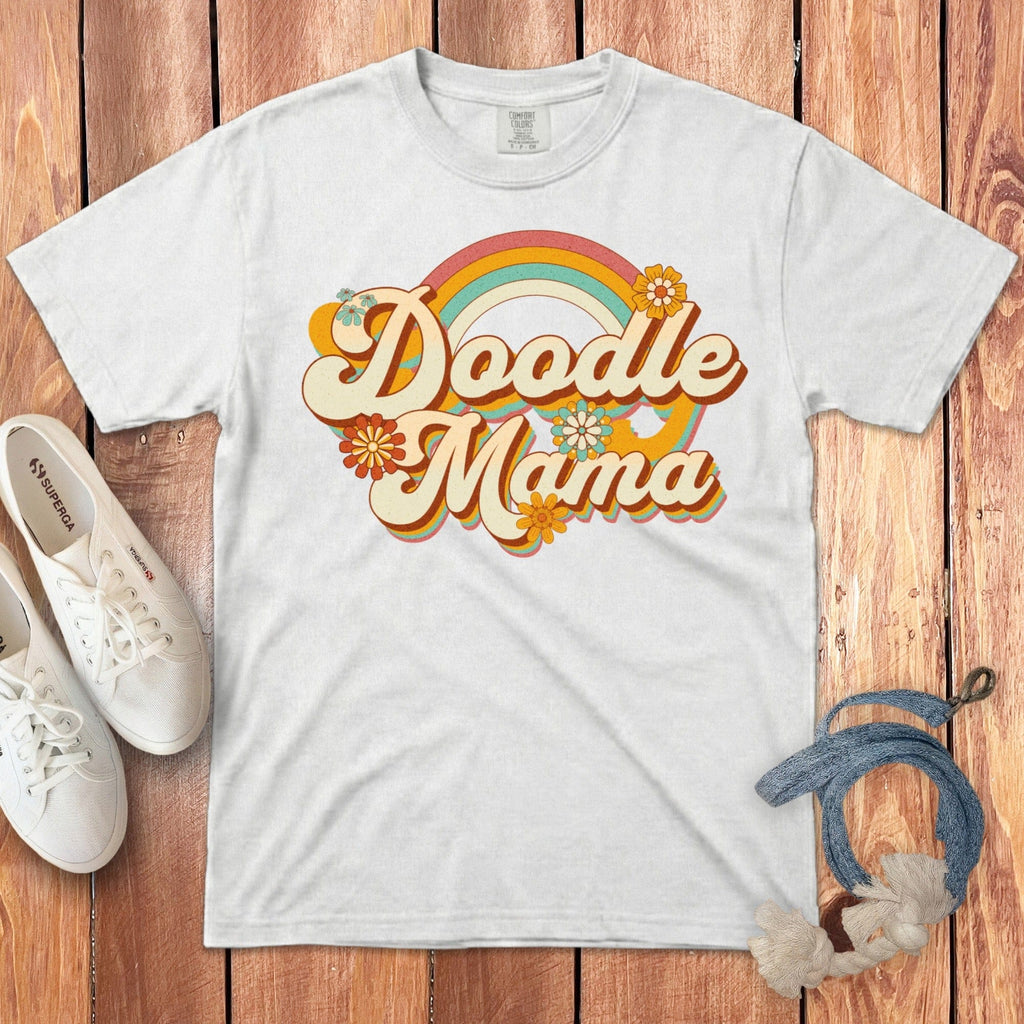 Retro Doodle Mama Signature T-Shirt in White / S by Puppy Jo