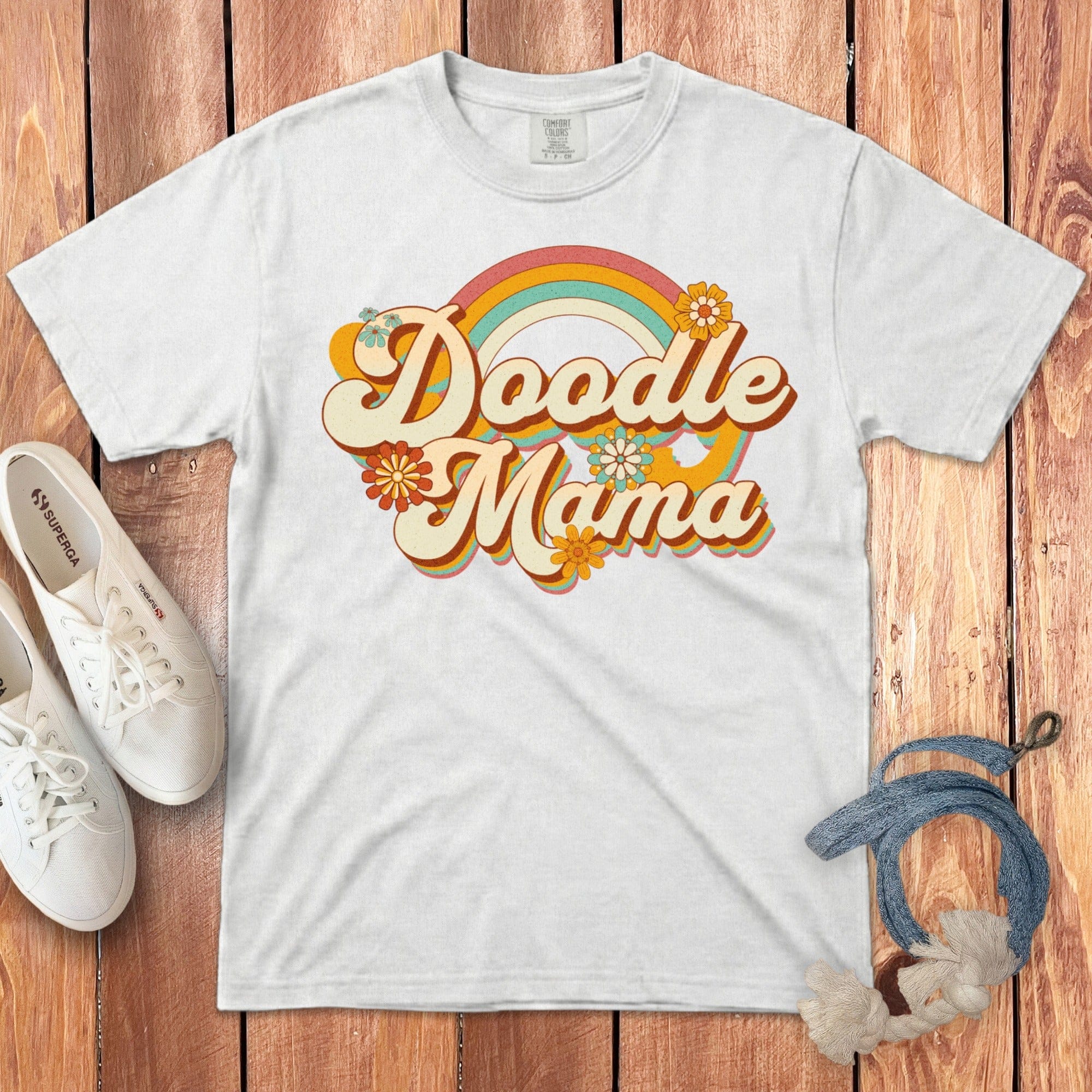 Retro Doodle Mama Signature T-Shirt in White / S by Puppy Jo