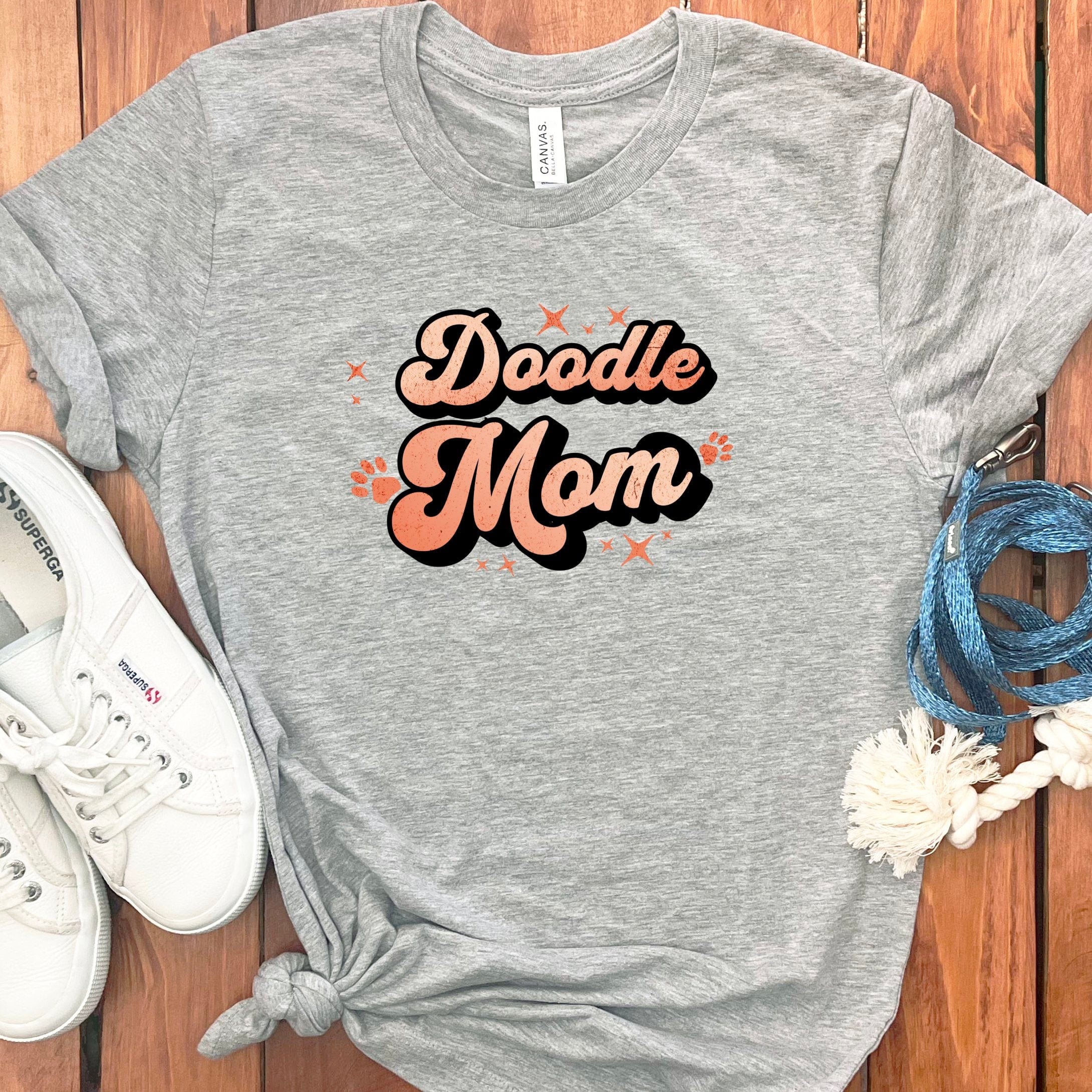 Retro Doodle Mom T-Shirt in Athletic Heather / S by Puppy Jo