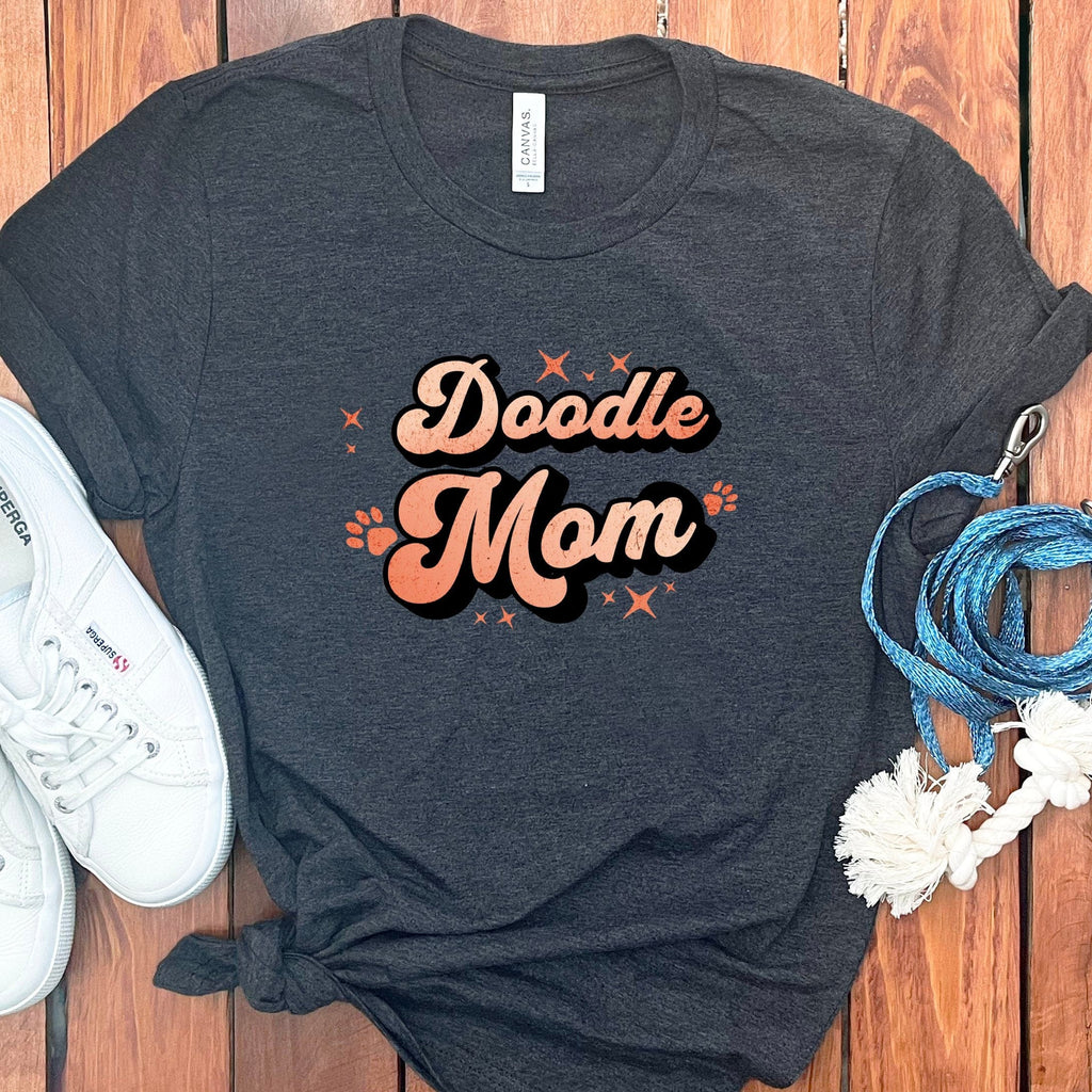 Retro Doodle Mom T-Shirt in Dark Grey Heather / S by Puppy Jo
