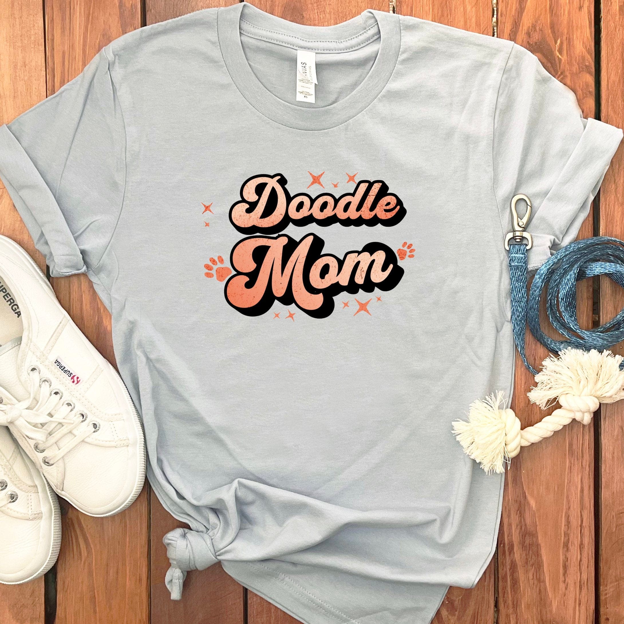 Retro Doodle Mom T-Shirt in Light Blue / S by Puppy Jo