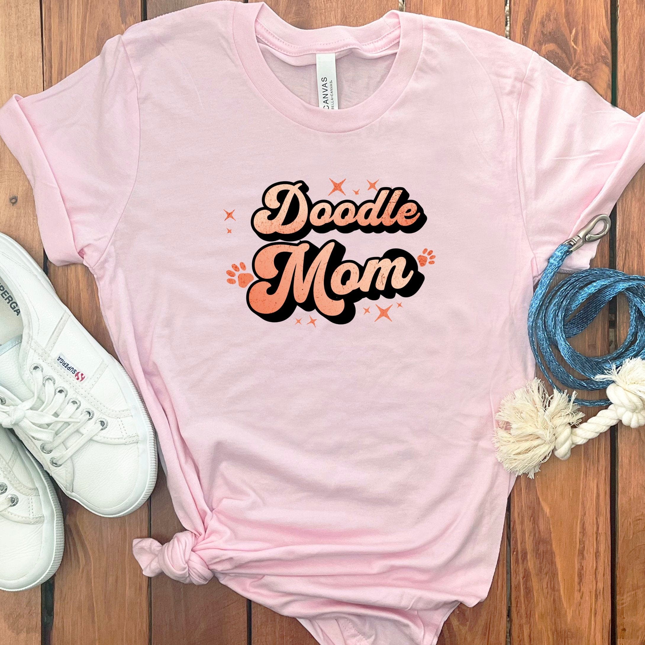 Retro Doodle Mom T-Shirt in Soft Pink / S by Puppy Jo