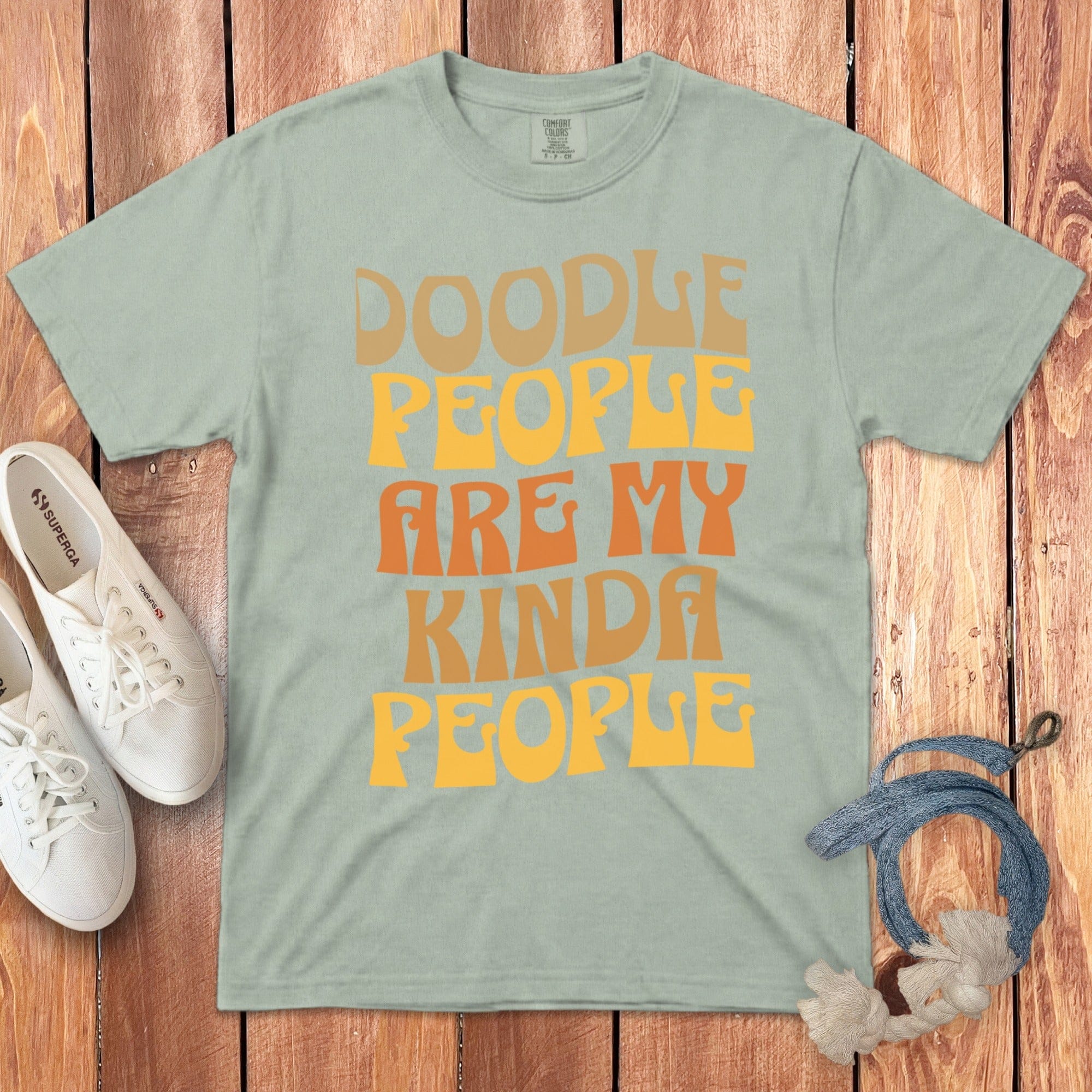 Retro Doodle People Signature T-Shirt in Bay / S by Puppy Jo