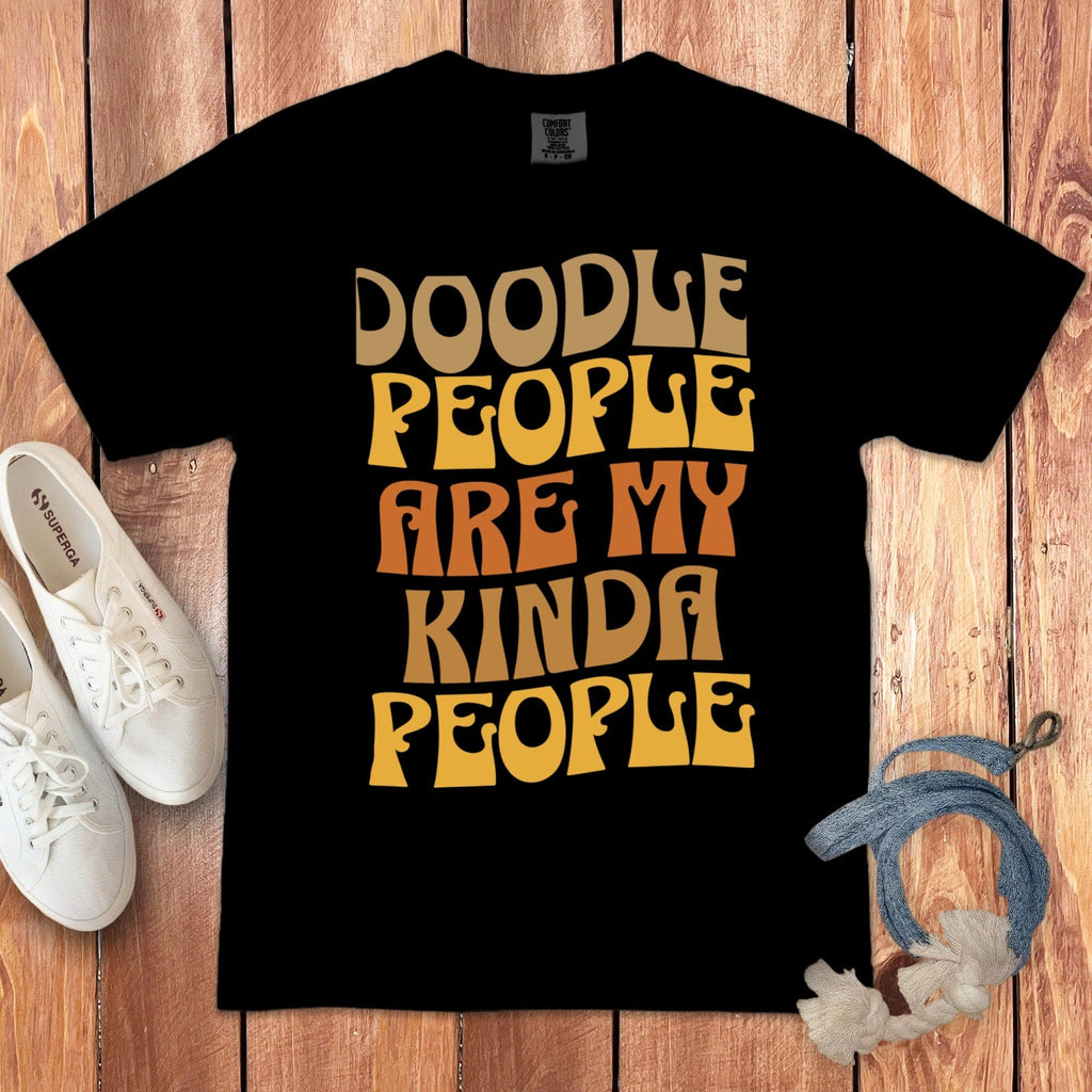 Retro Doodle People Signature T-Shirt in Black / S by Puppy Jo