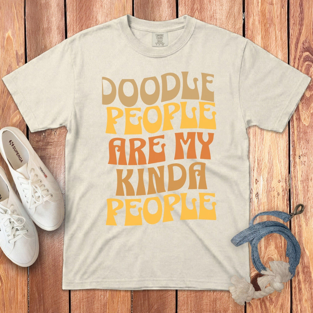 Retro Doodle People Signature T-Shirt in Ivory / S by Puppy Jo