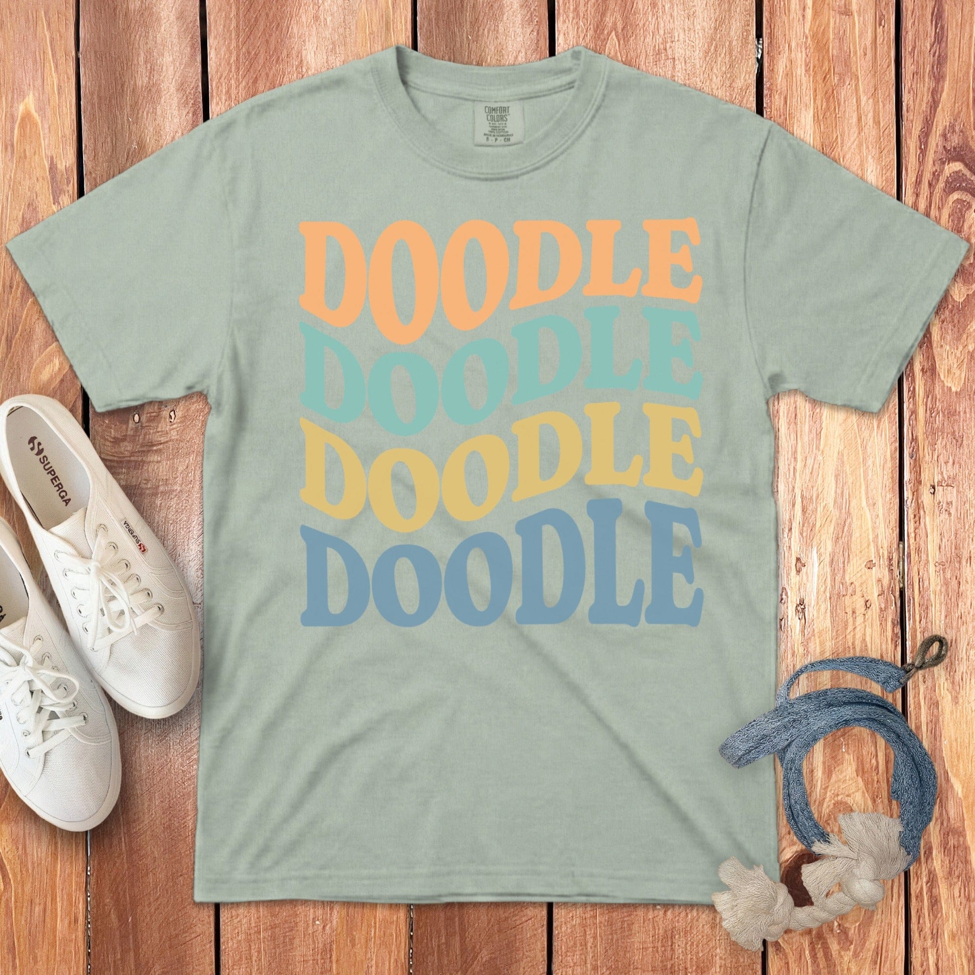 Retro Doodle Signature T-Shirt in Bay / S by Puppy Jo