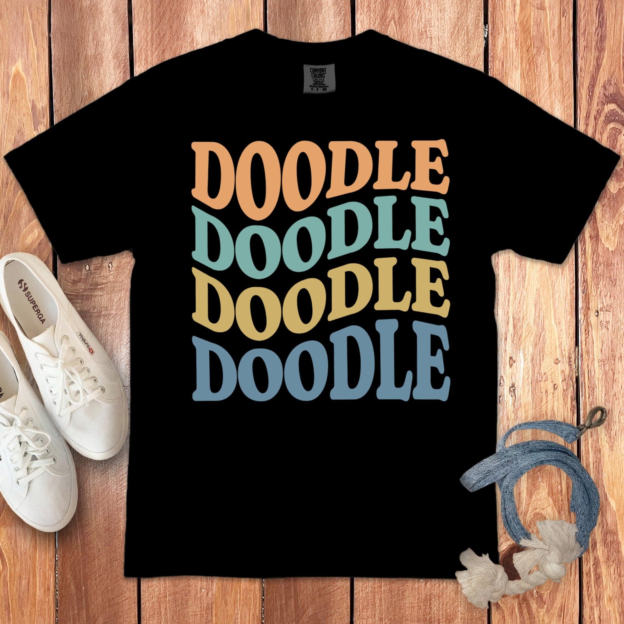 Retro Doodle Signature T-Shirt in Black / S by Puppy Jo