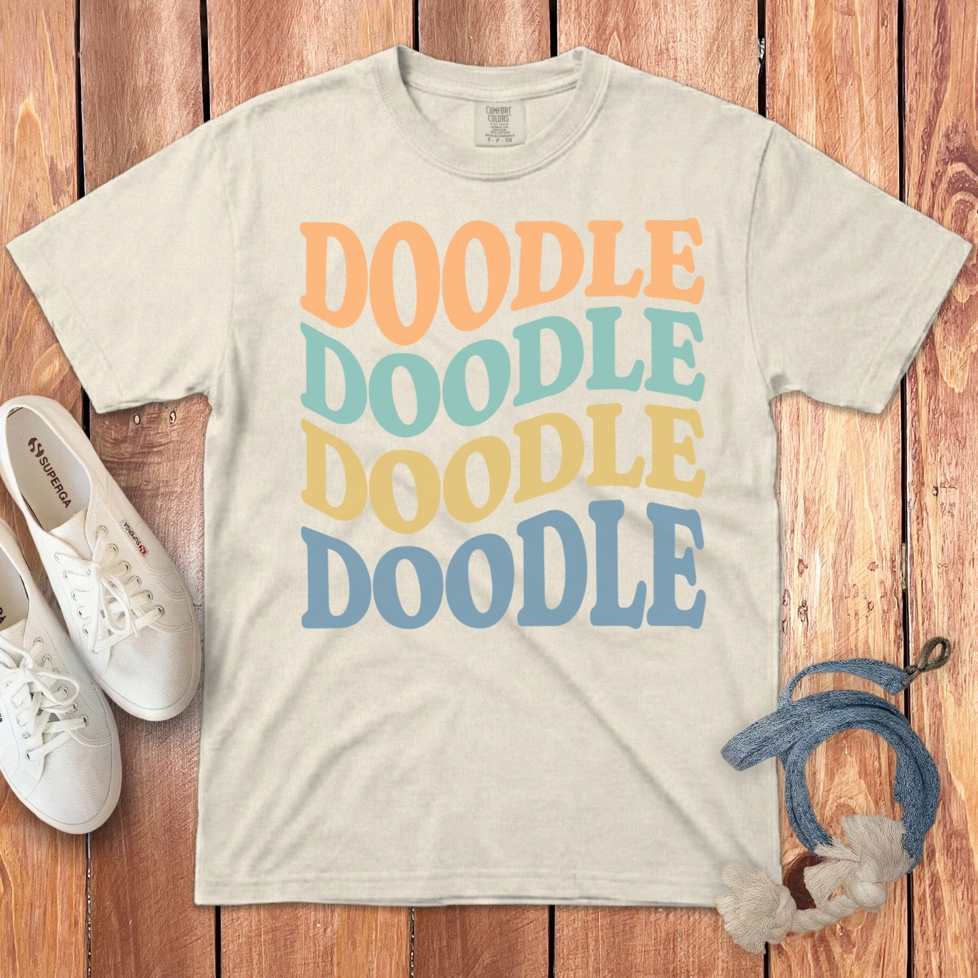 Retro Doodle Signature T-Shirt in Ivory / S by Puppy Jo