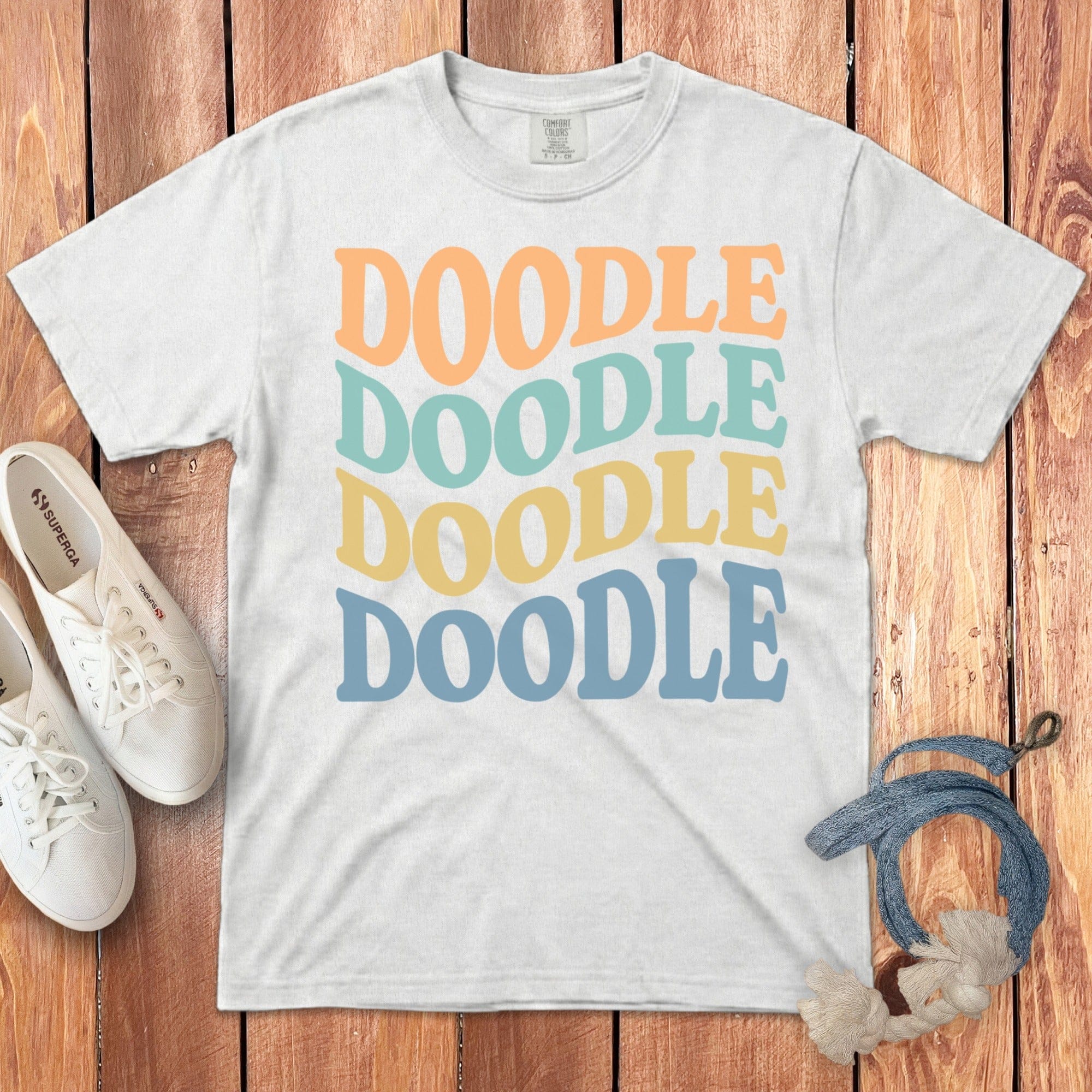 Retro Doodle Signature T-Shirt in White / S by Puppy Jo