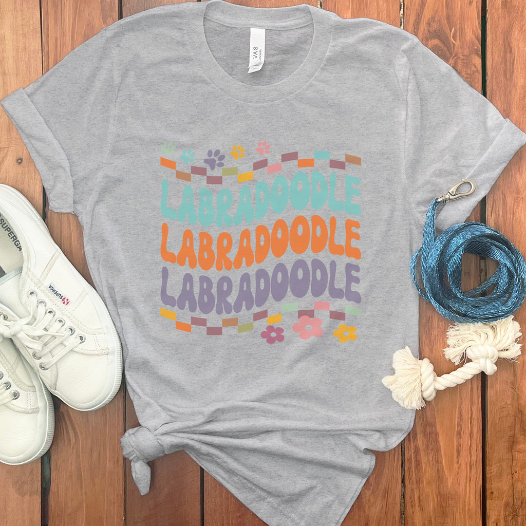 Retro Font Labradoodle T-Shirt in Athletic Heather / M by Puppy Jo