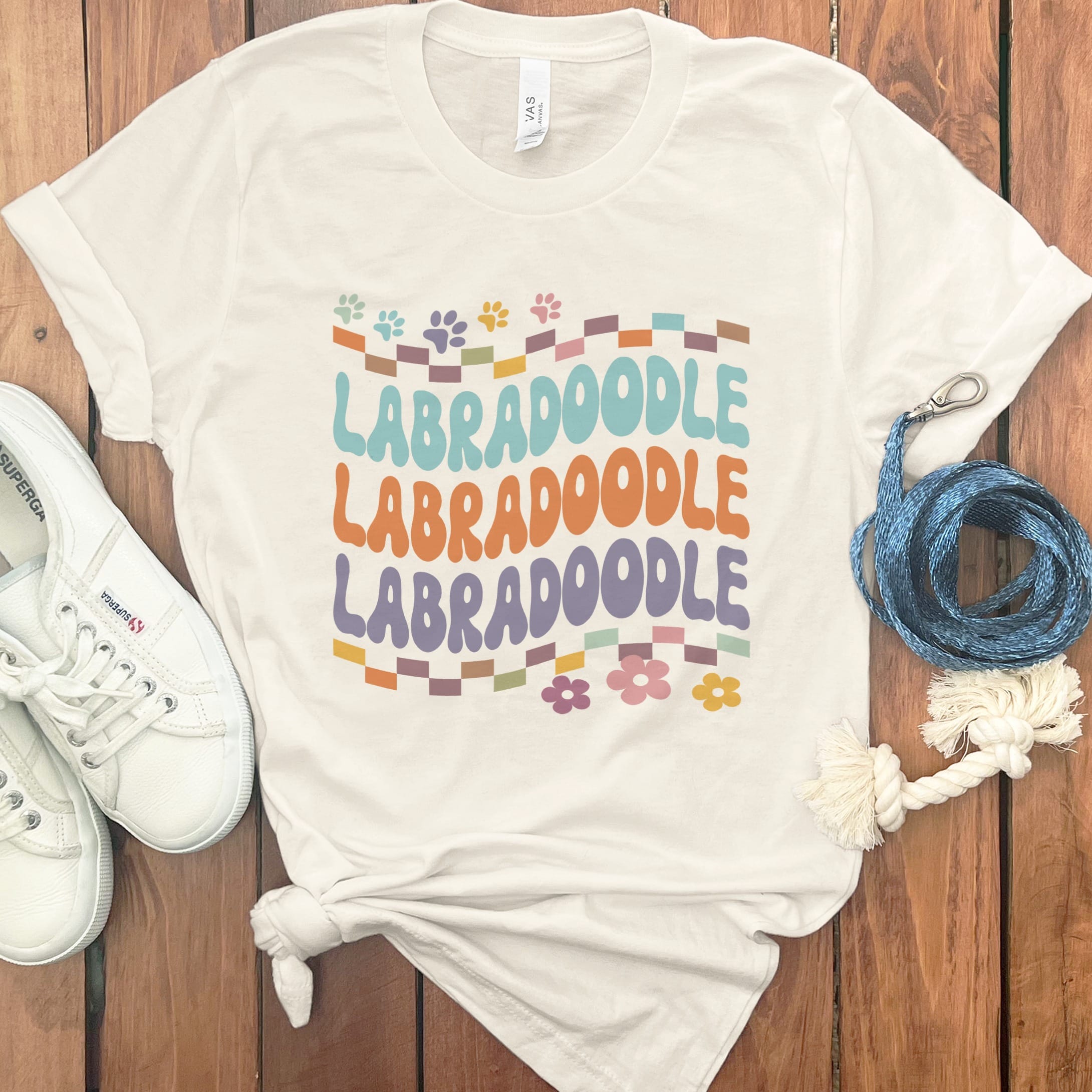 Retro Font Labradoodle T-Shirt in Natural / M by Puppy Jo