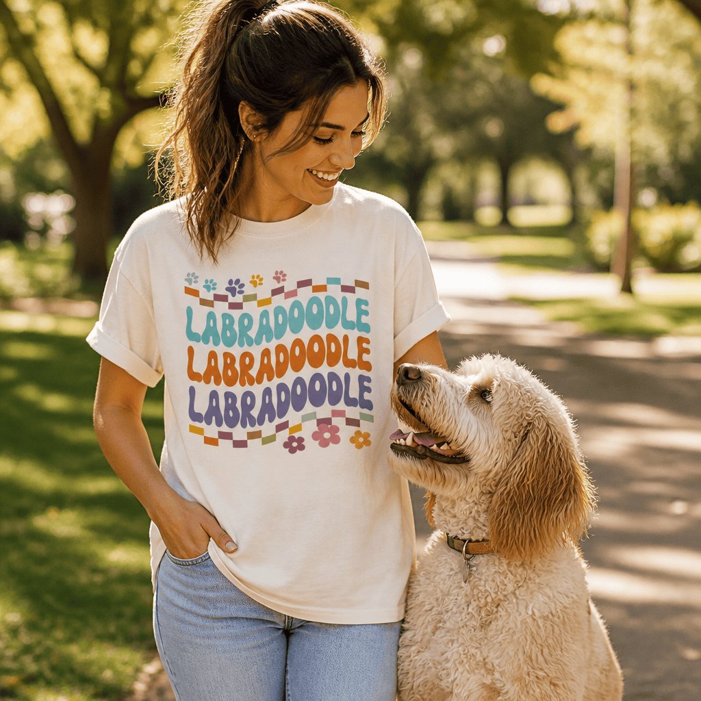 Retro Font Labradoodle T-Shirt in by Puppy Jo