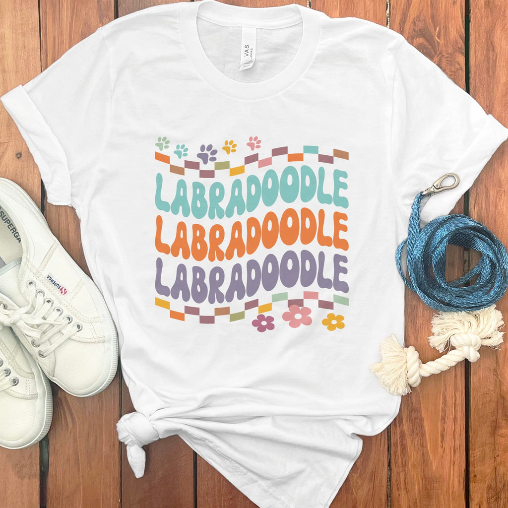 Retro Font Labradoodle T-Shirt in White / M by Puppy Jo