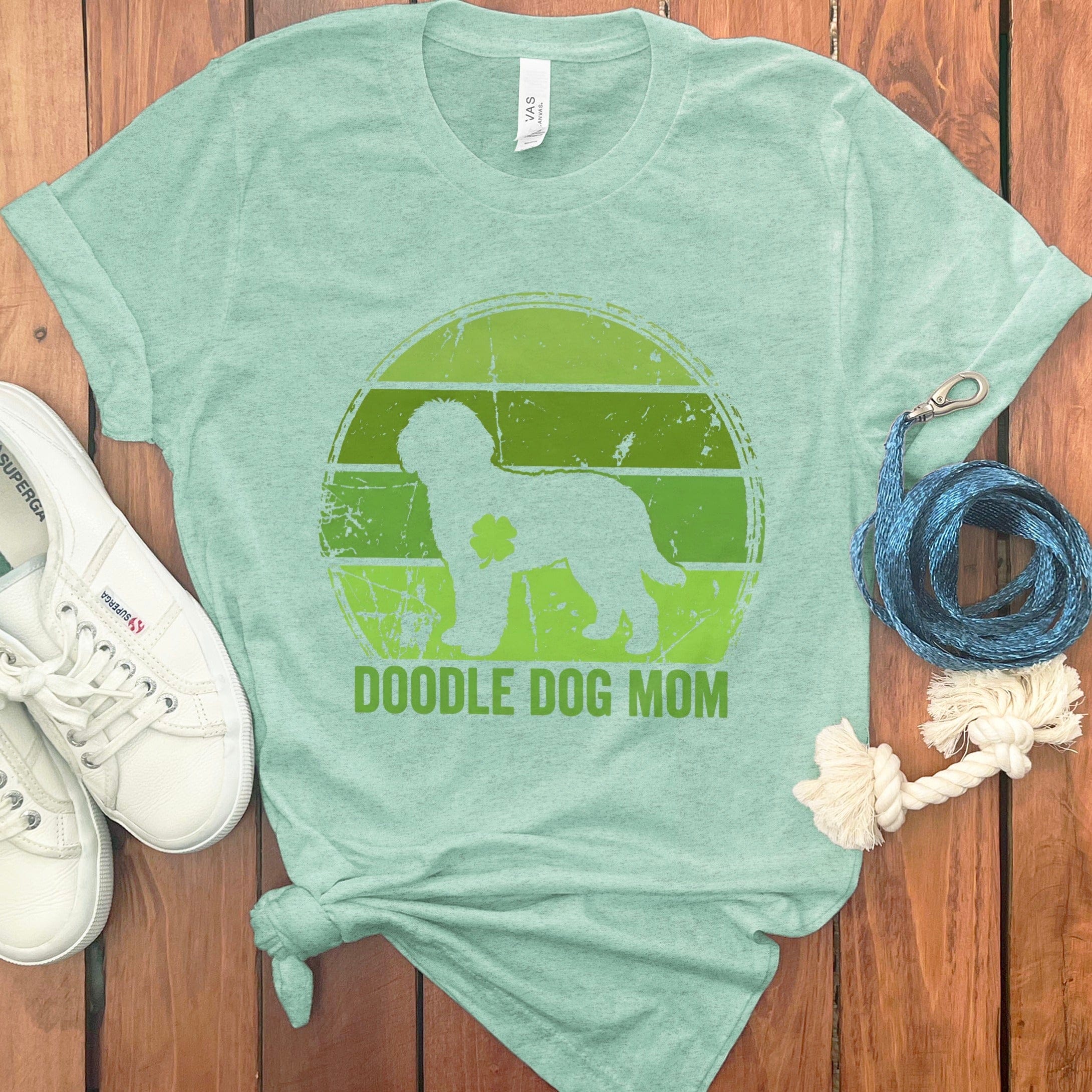 Retro Irish Doodle Mom T-Shirt in Heather Mint / S by Puppy Jo