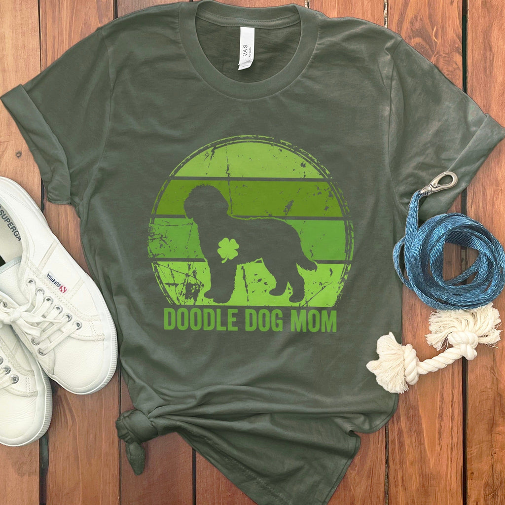 Retro Irish Doodle Mom T-Shirt in Military Green / S by Puppy Jo