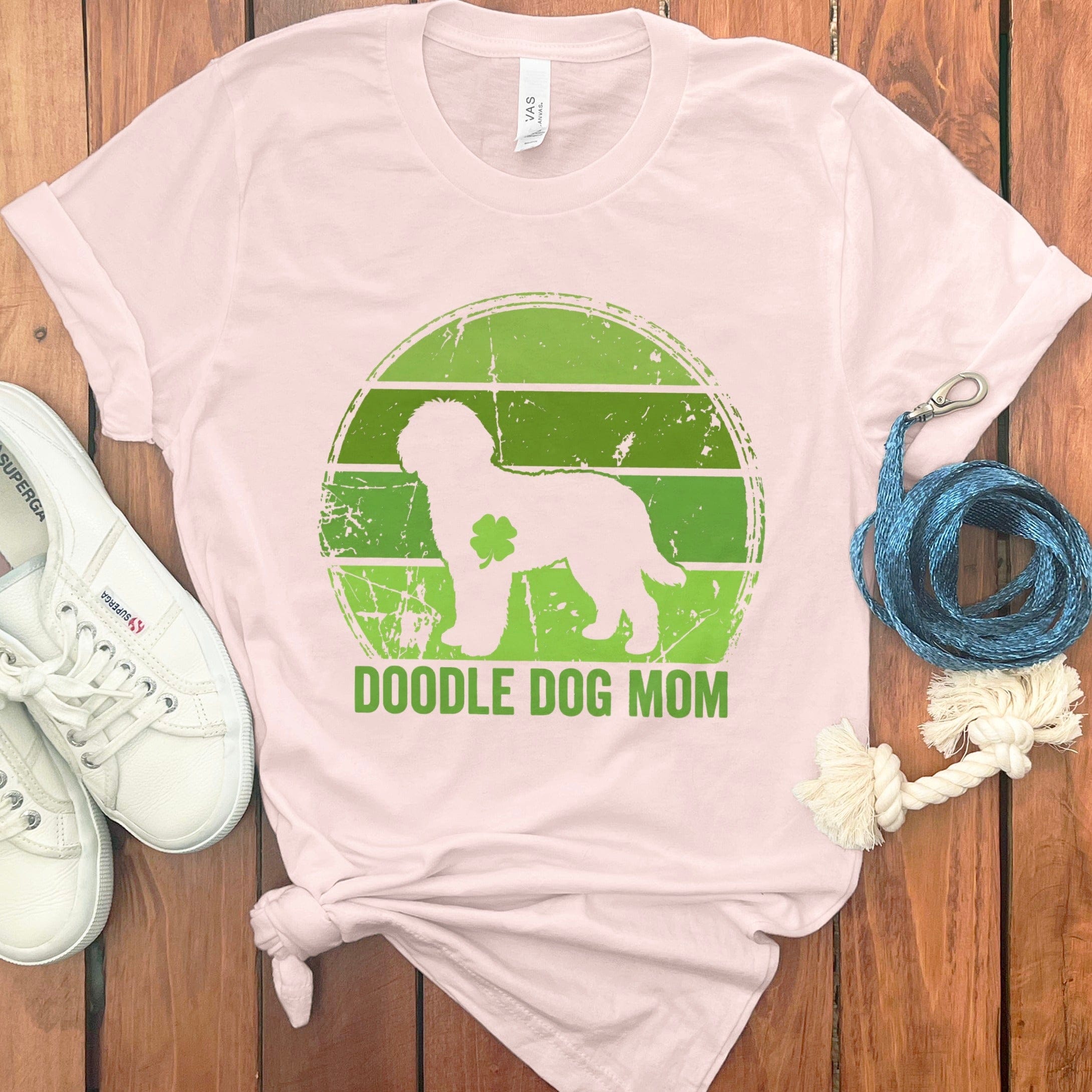 Retro Irish Doodle Mom T-Shirt in Soft Pink / S by Puppy Jo