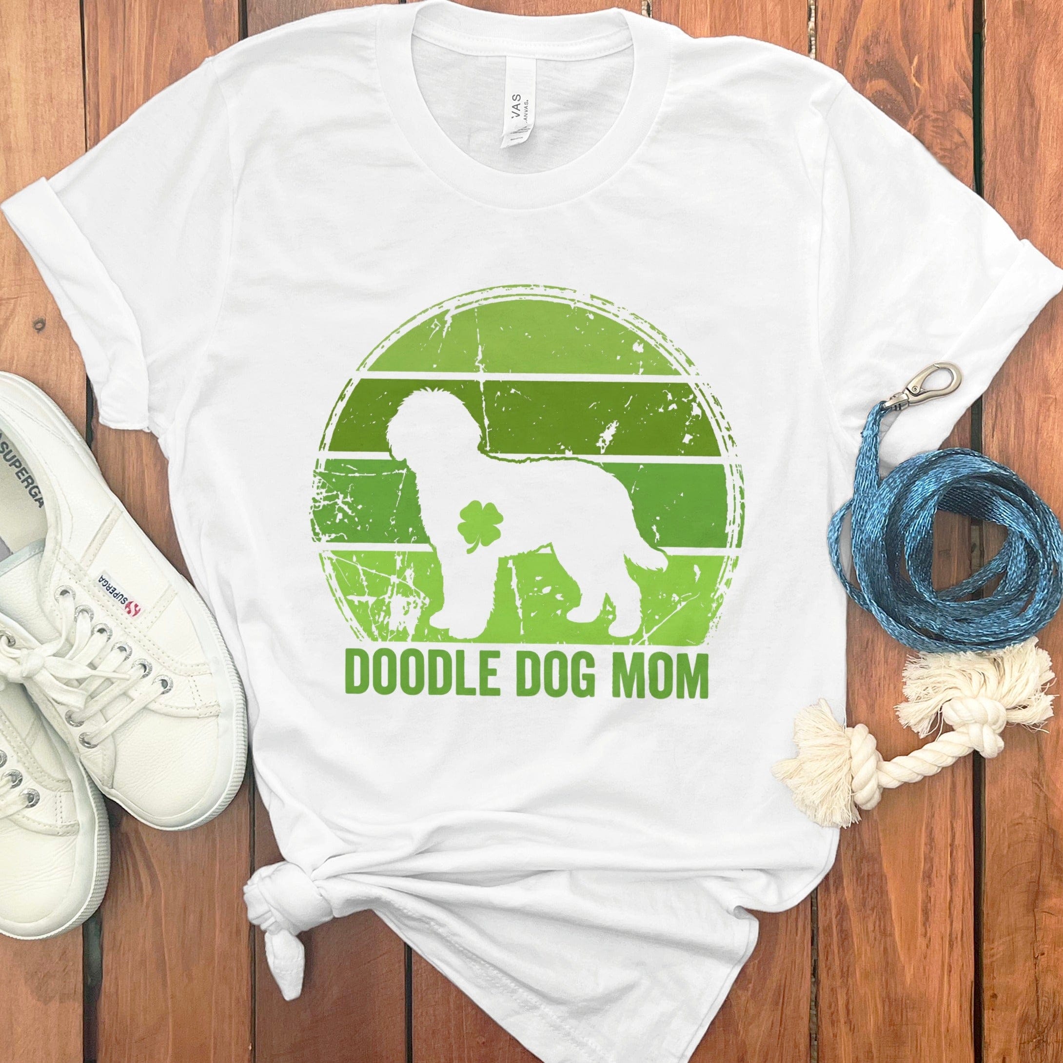 Retro Irish Doodle Mom T-Shirt in White / S by Puppy Jo