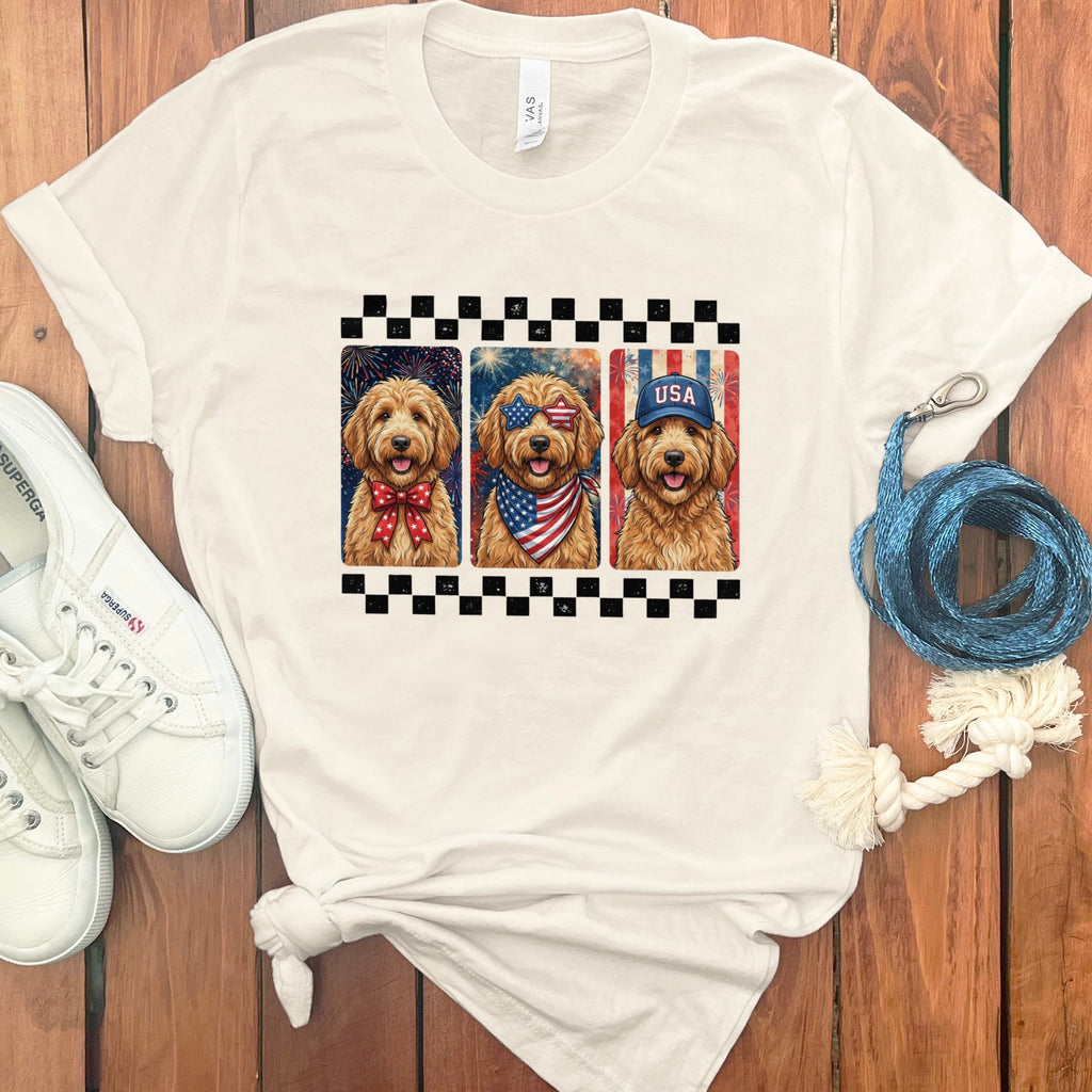 Retro Patriotic Doodles T-Shirt in Natural / S by Puppy Jo