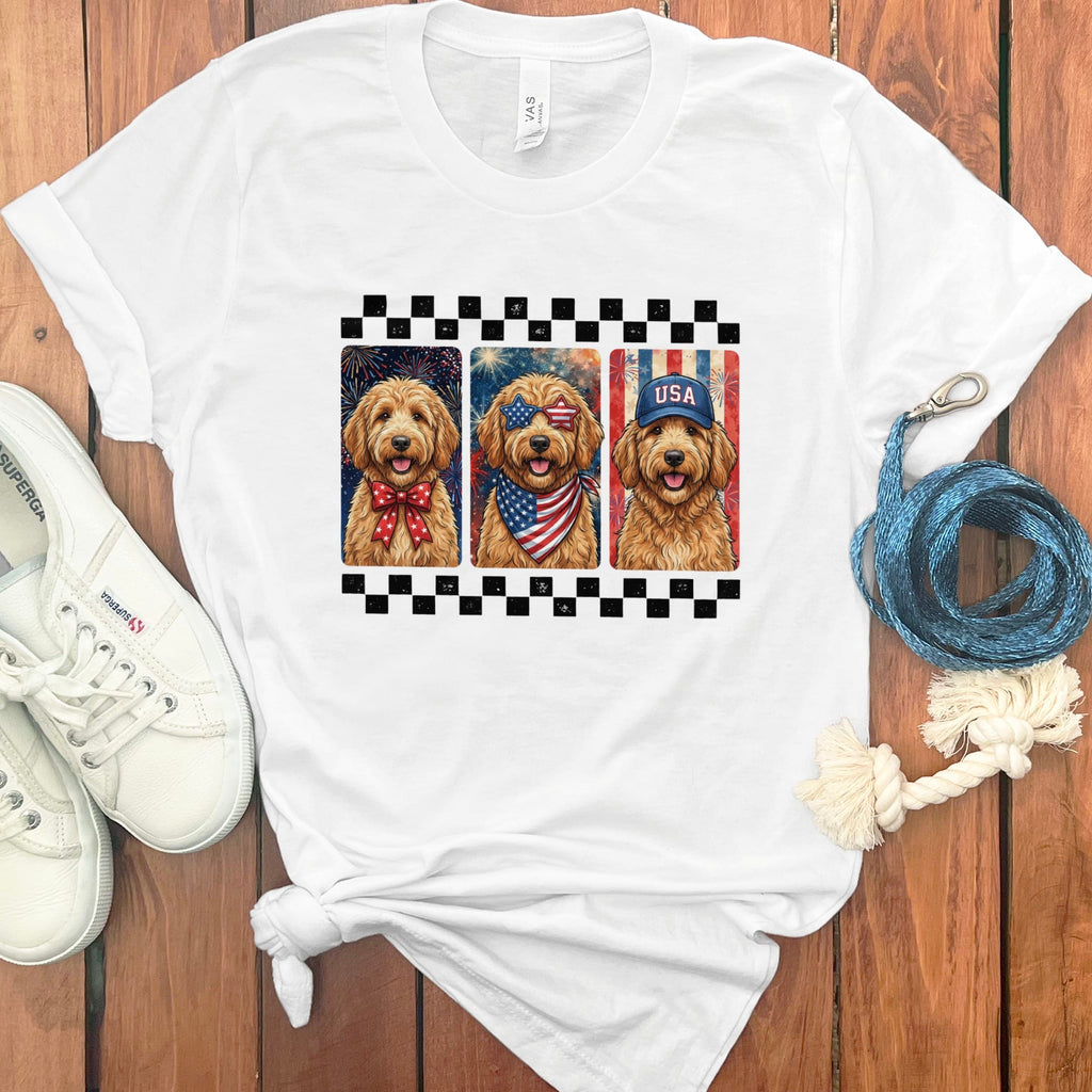 Retro Patriotic Doodles T-Shirt in White / S by Puppy Jo