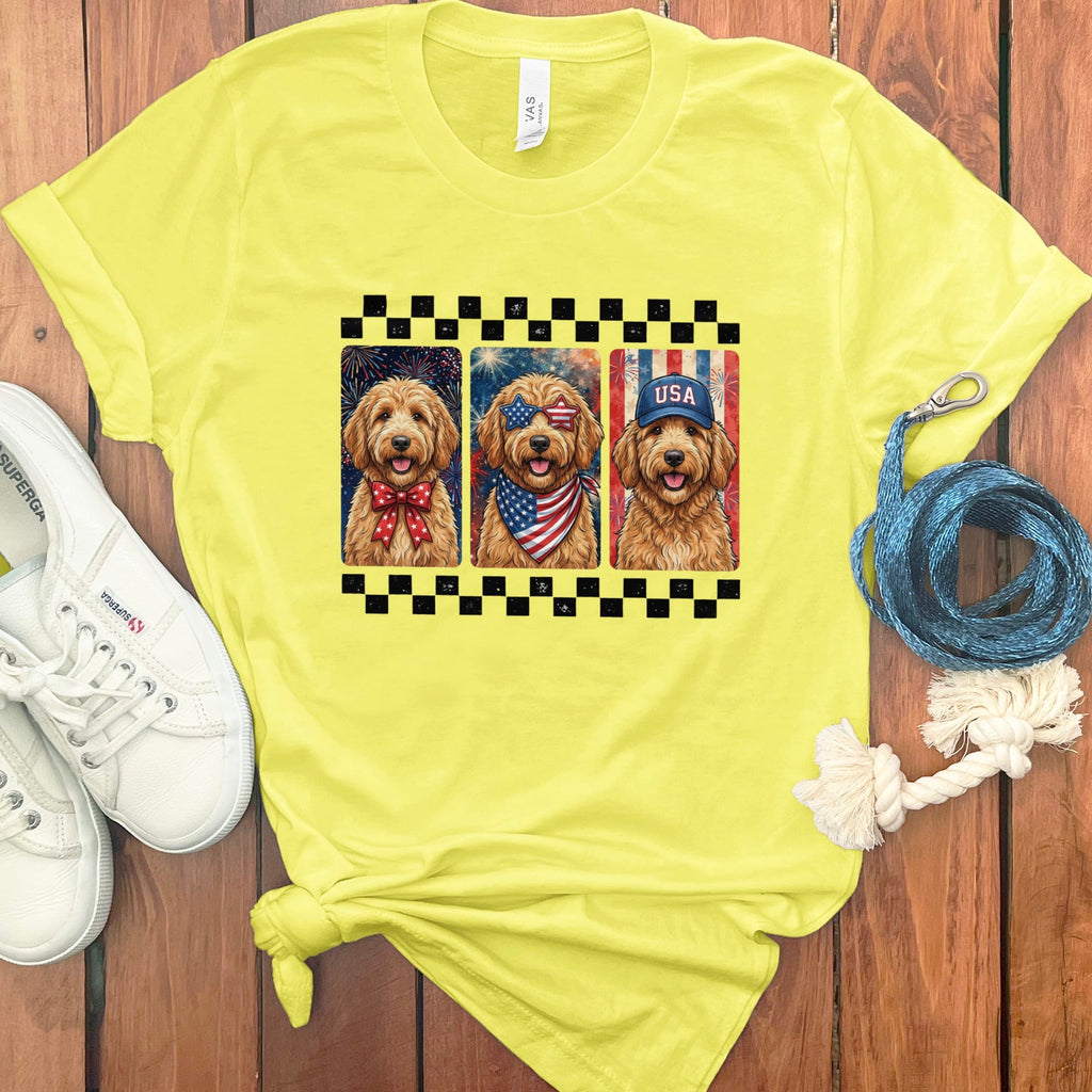 Retro Patriotic Doodles T-Shirt in Yellow / S by Puppy Jo