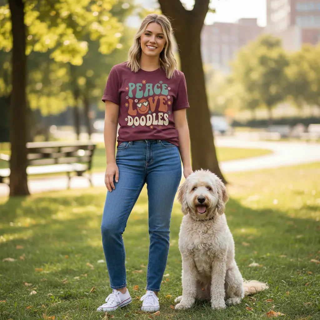 Retro Peace Doodles T-Shirt in by Puppy Jo