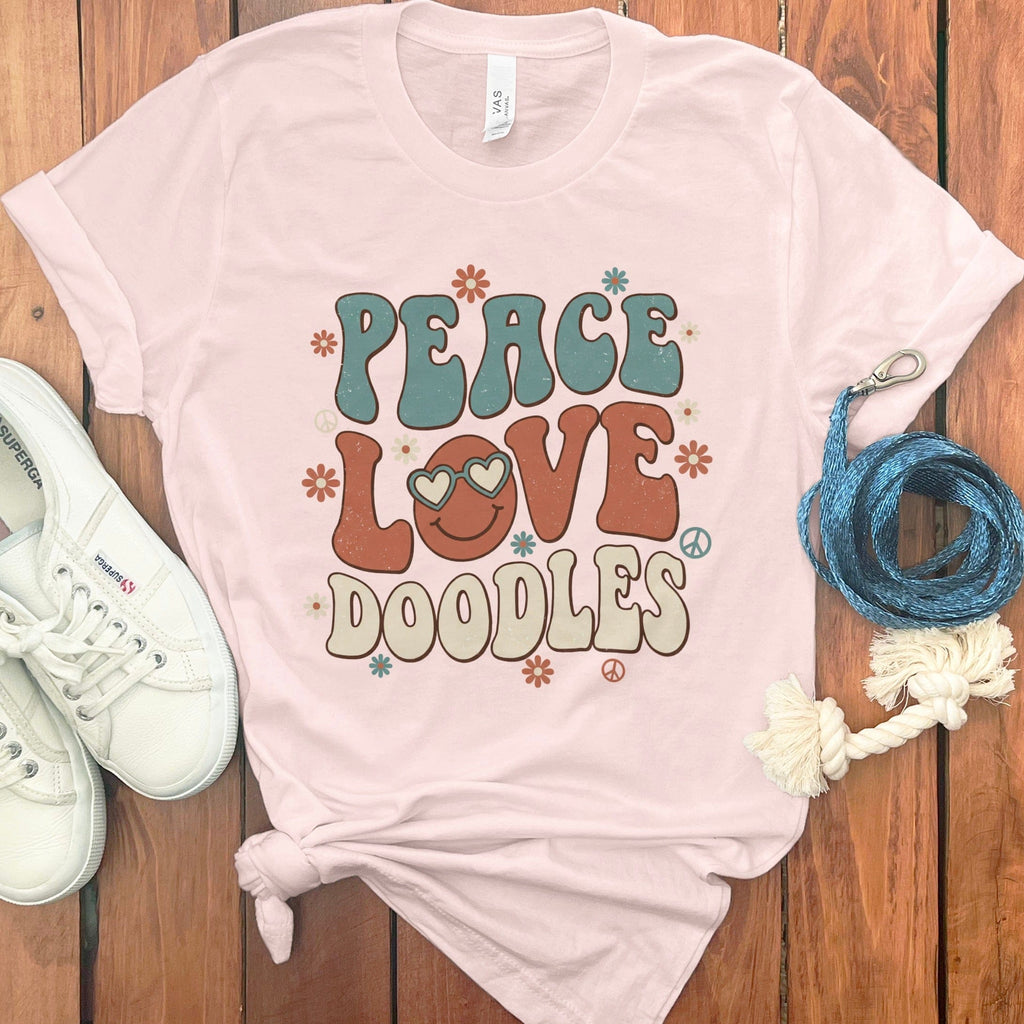 Retro Peace Doodles T-Shirt in Soft Pink / S by Puppy Jo