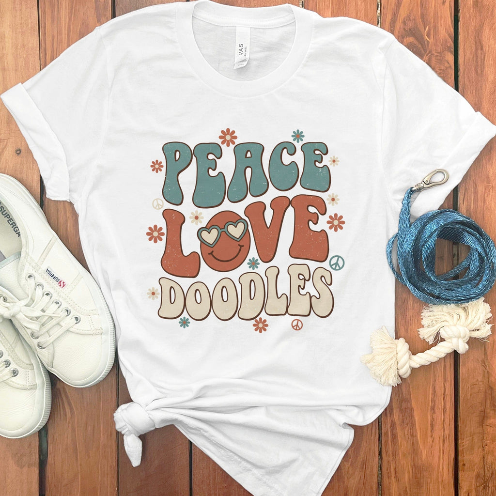 Retro Peace Doodles T-Shirt in White / S by Puppy Jo