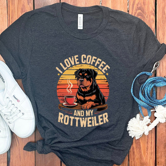 I Love Coffee and My Rottweiler graphic tee product