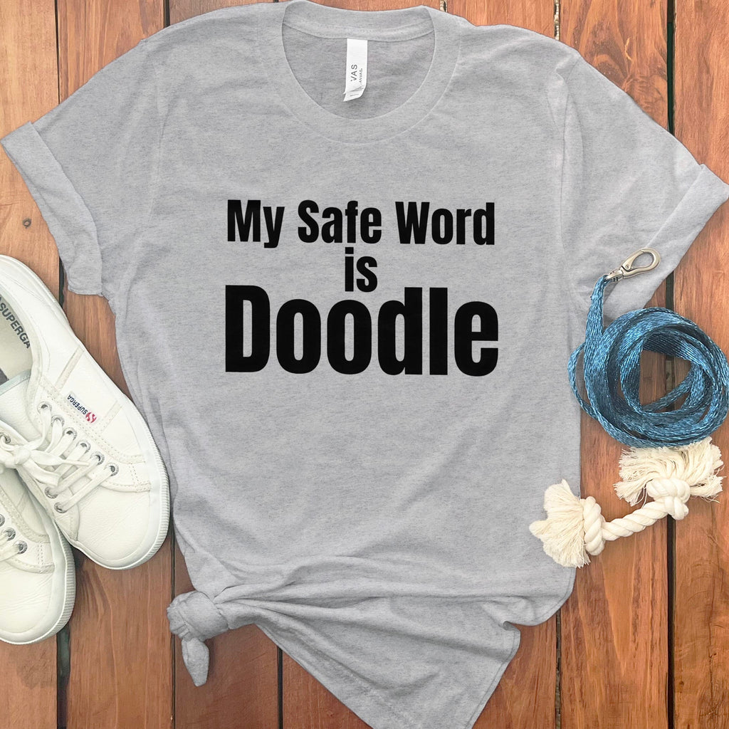 Safe Word Doodle T-Shirt in Athletic Heather / S by Puppy Jo