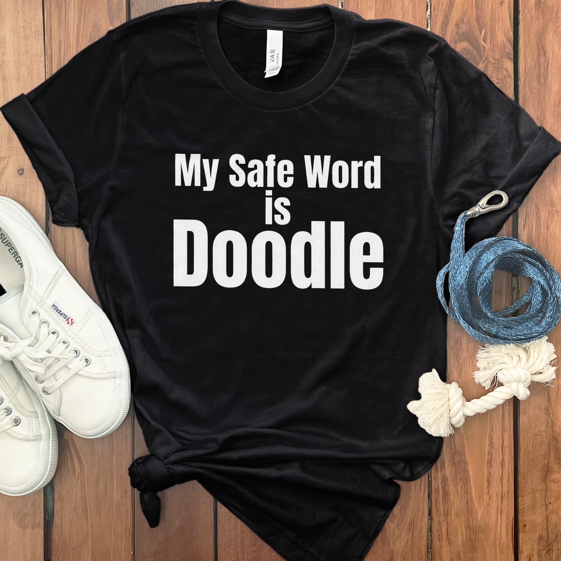 Safe Word Doodle T-Shirt in Black / S by Puppy Jo