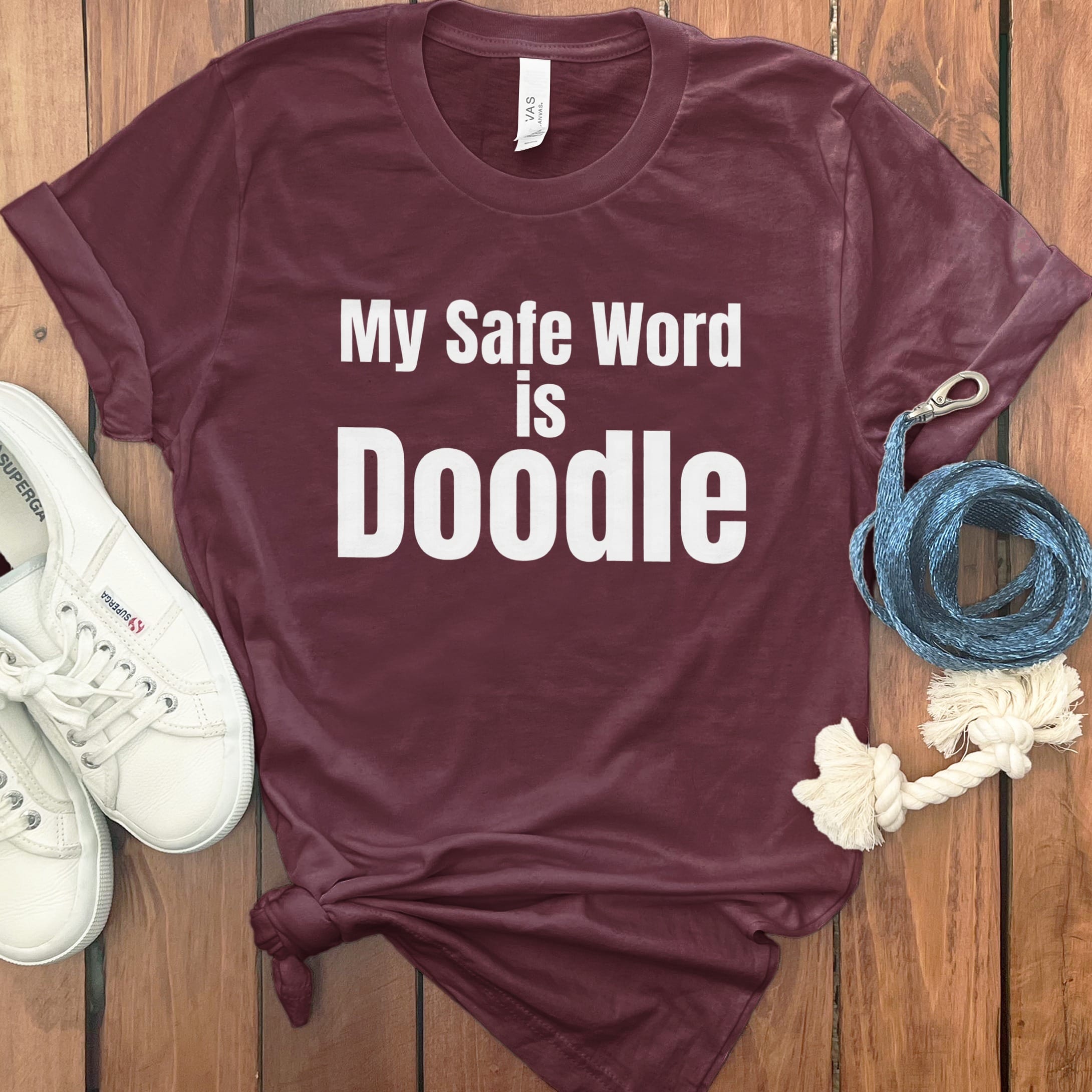 Safe Word Doodle T-Shirt in Maroon / S by Puppy Jo