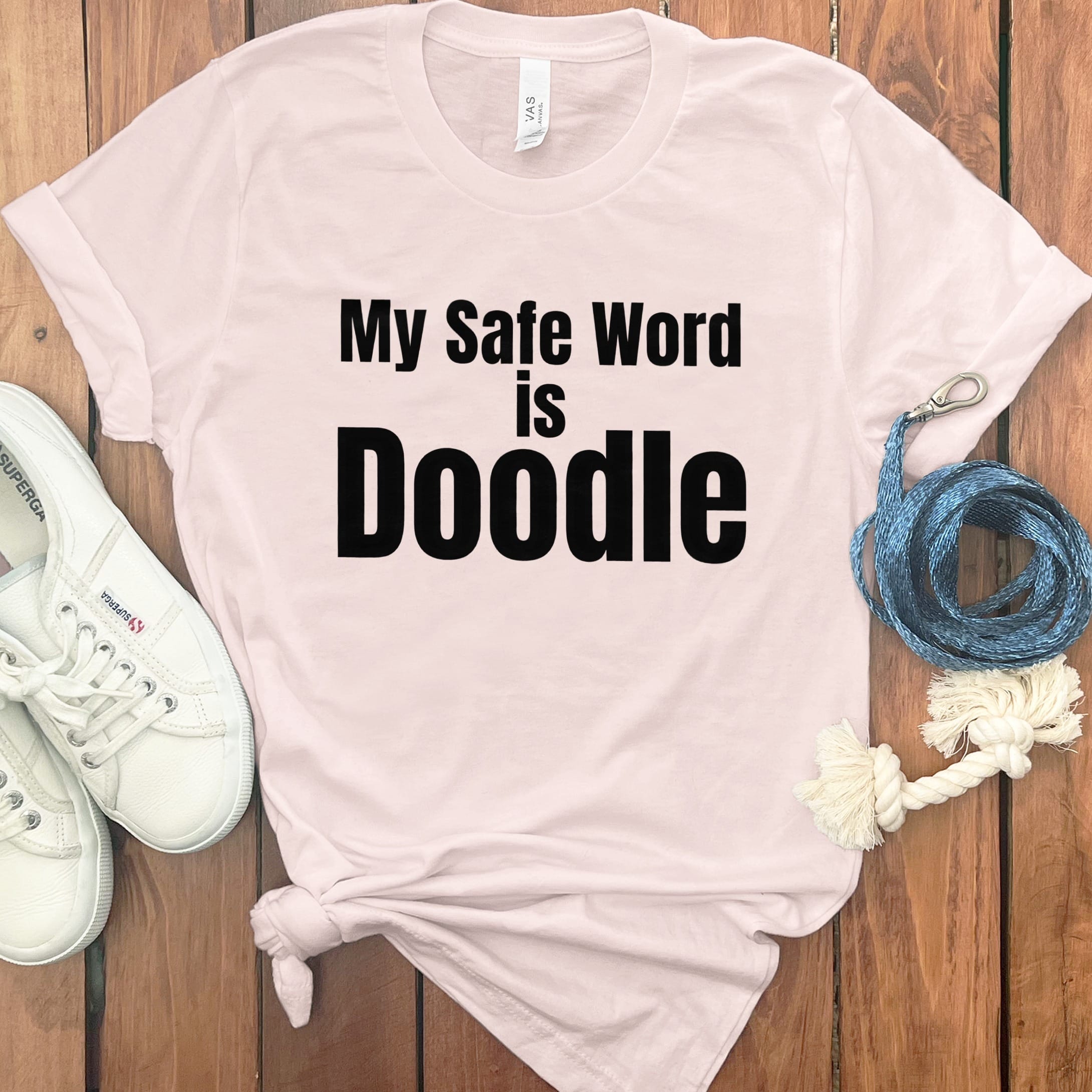 Safe Word Doodle T-Shirt in Soft Pink / S by Puppy Jo