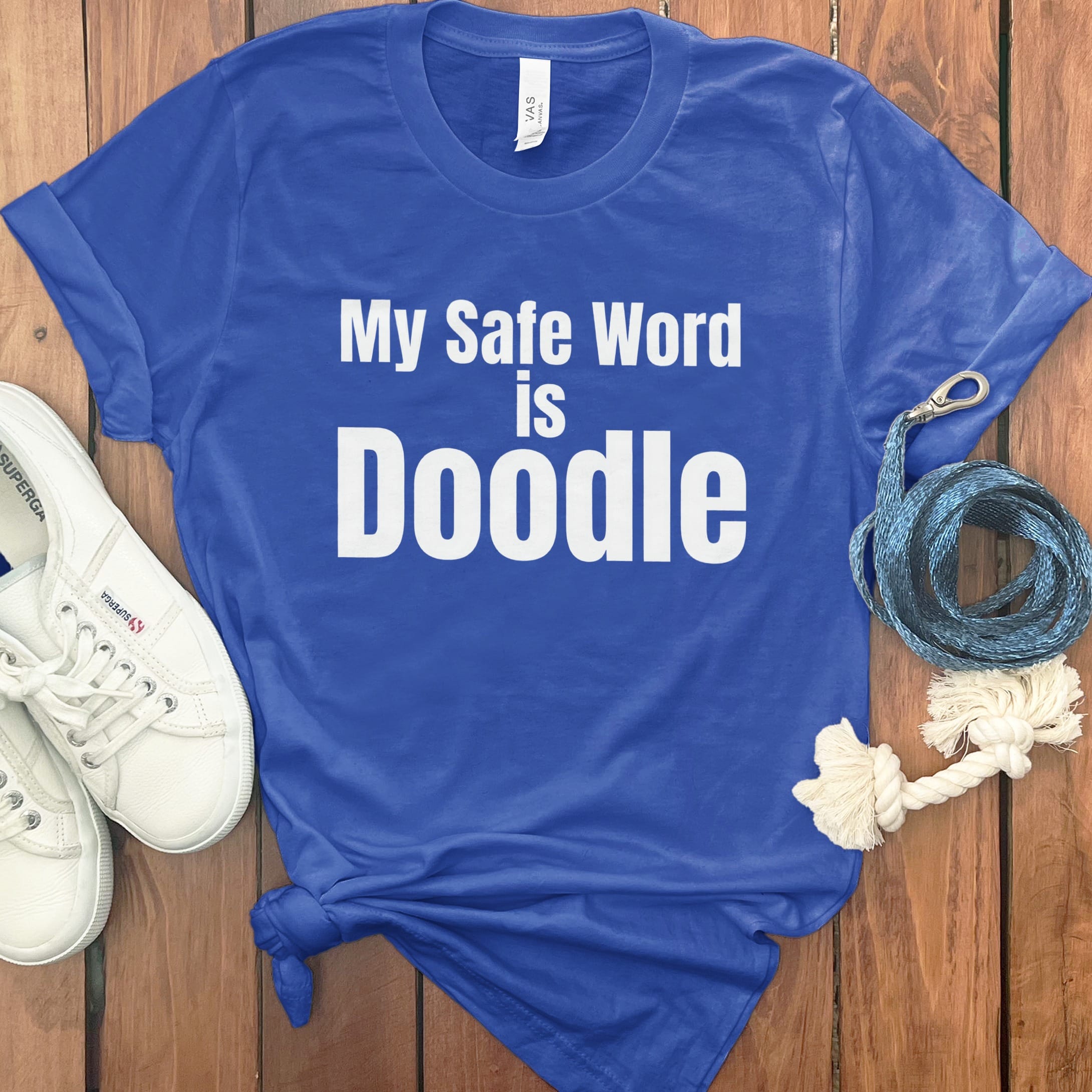 Safe Word Doodle T-Shirt in True Royal / S by Puppy Jo