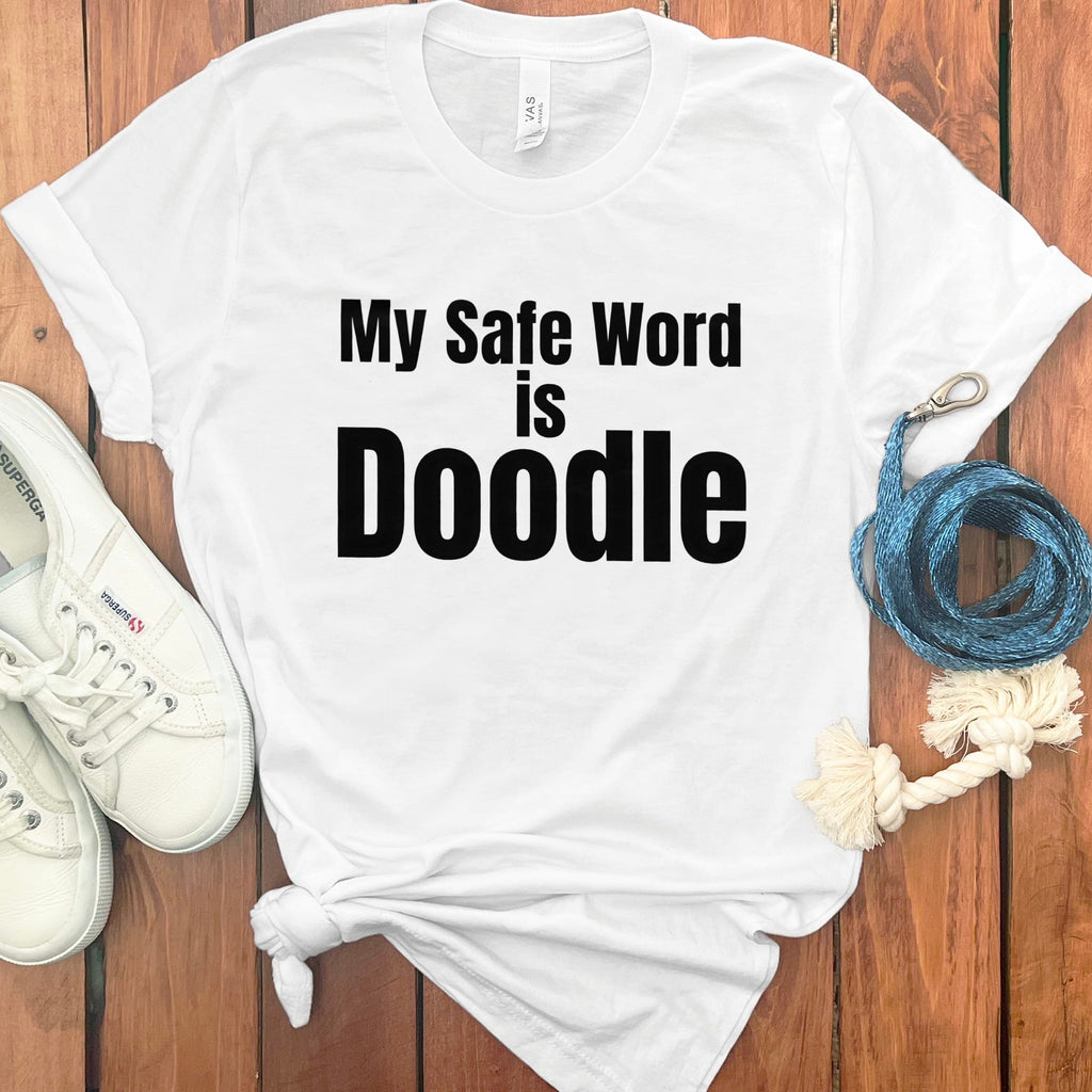 Safe Word Doodle T-Shirt in White / S by Puppy Jo