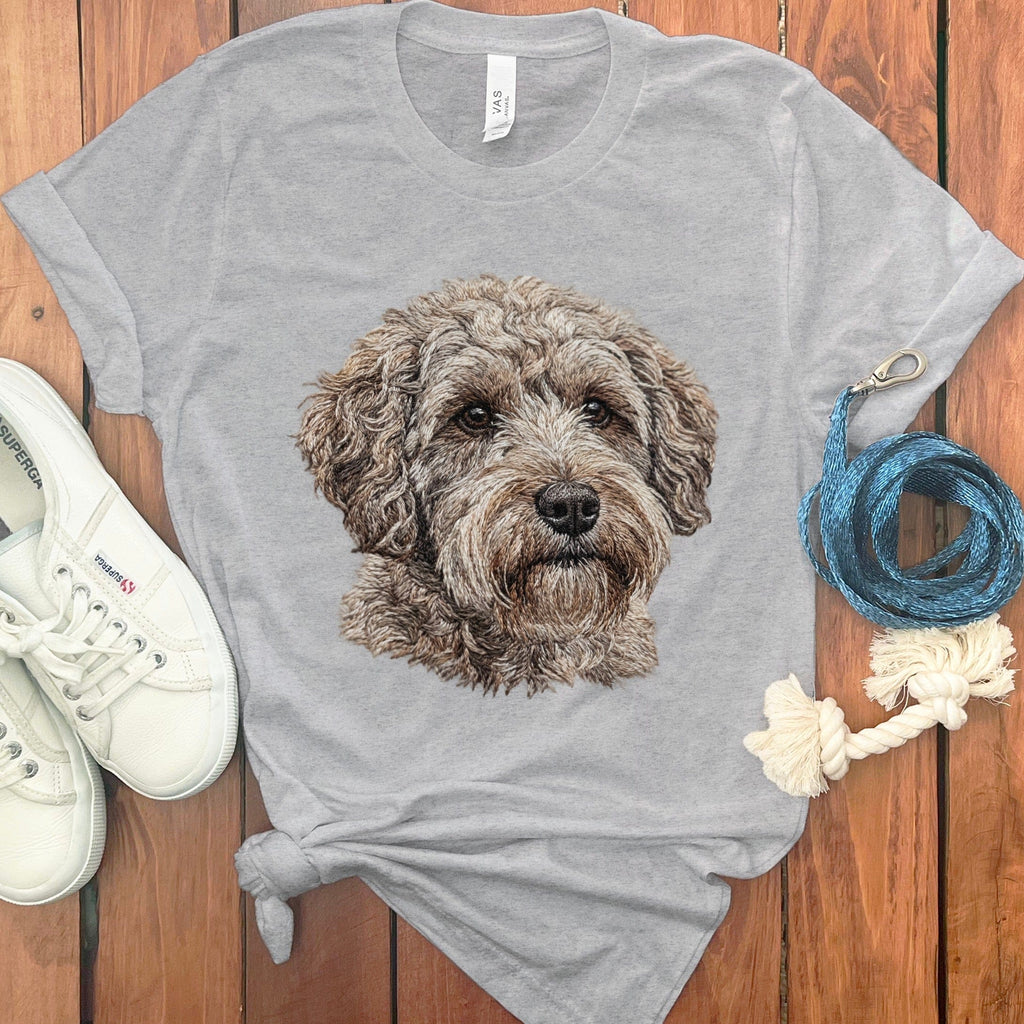 Schnoodle Faux Embroidery T-Shirt in Athletic Heather / S by Puppy Jo