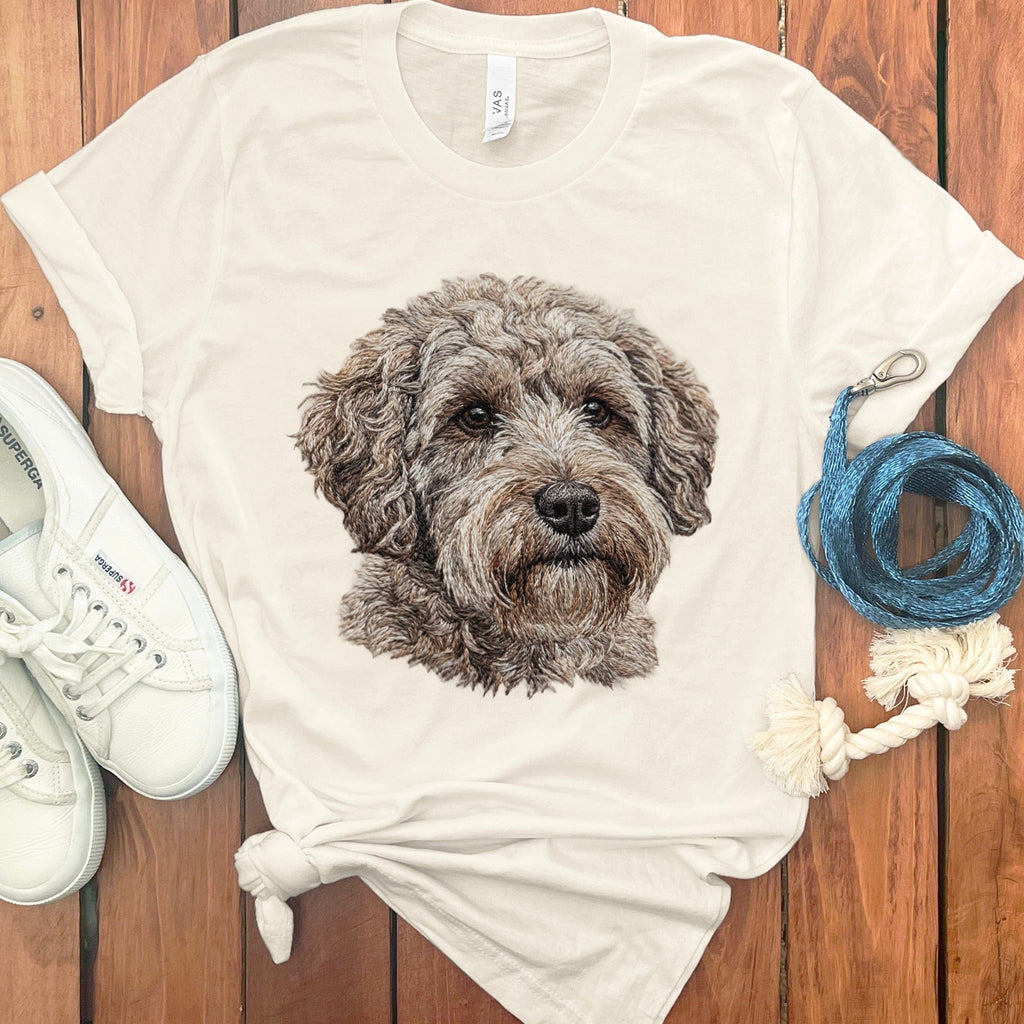 Schnoodle Faux Embroidery T-Shirt in Natural / S by Puppy Jo