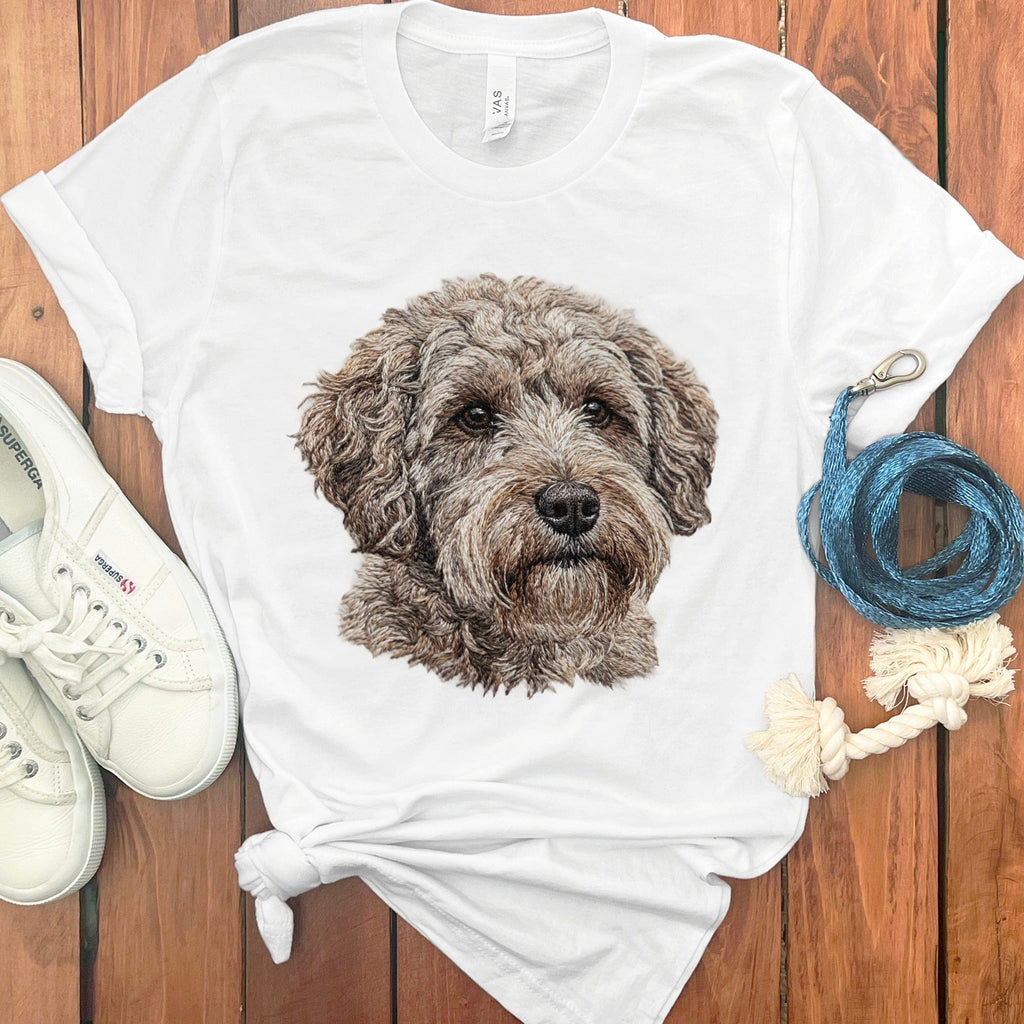 Schnoodle Faux Embroidery T-Shirt in White / S by Puppy Jo