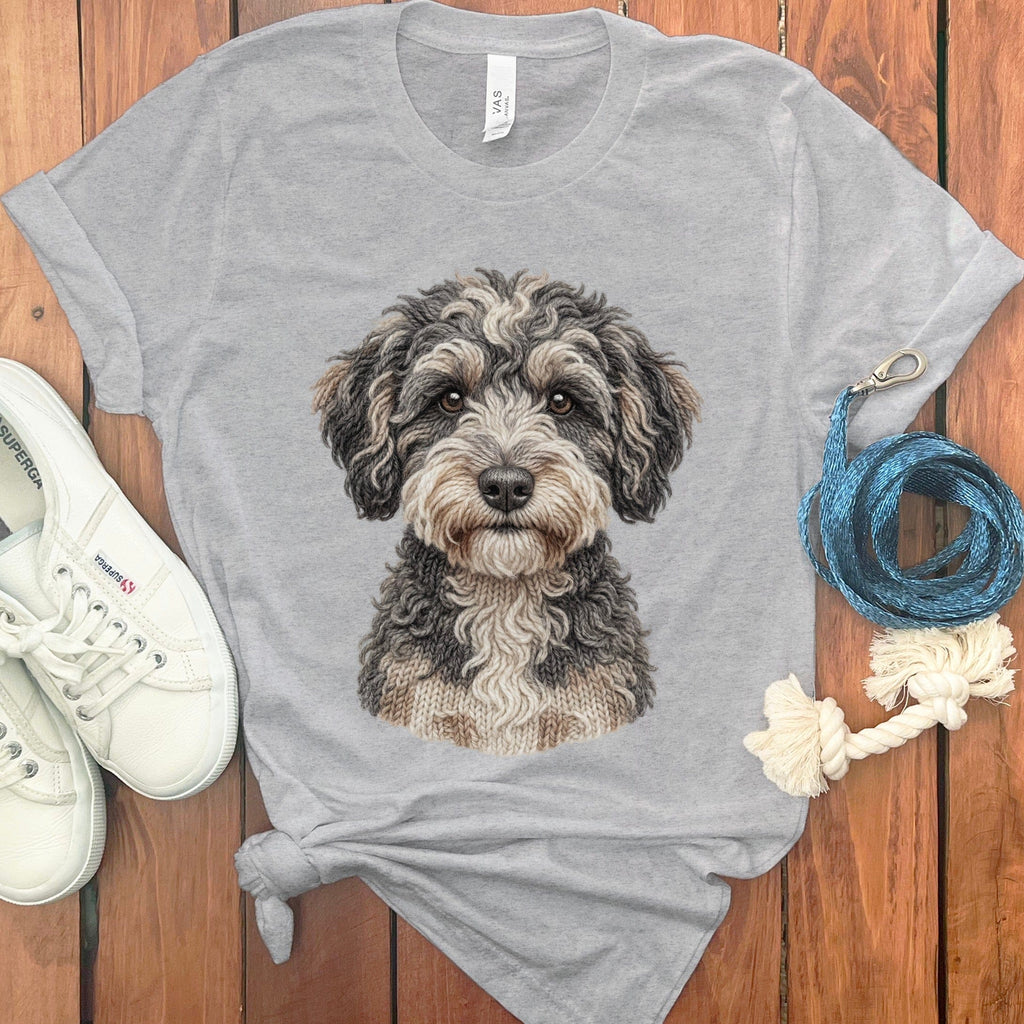 Schnoodle Faux Yarn Knit T-Shirt in Athletic Heather / S by Puppy Jo